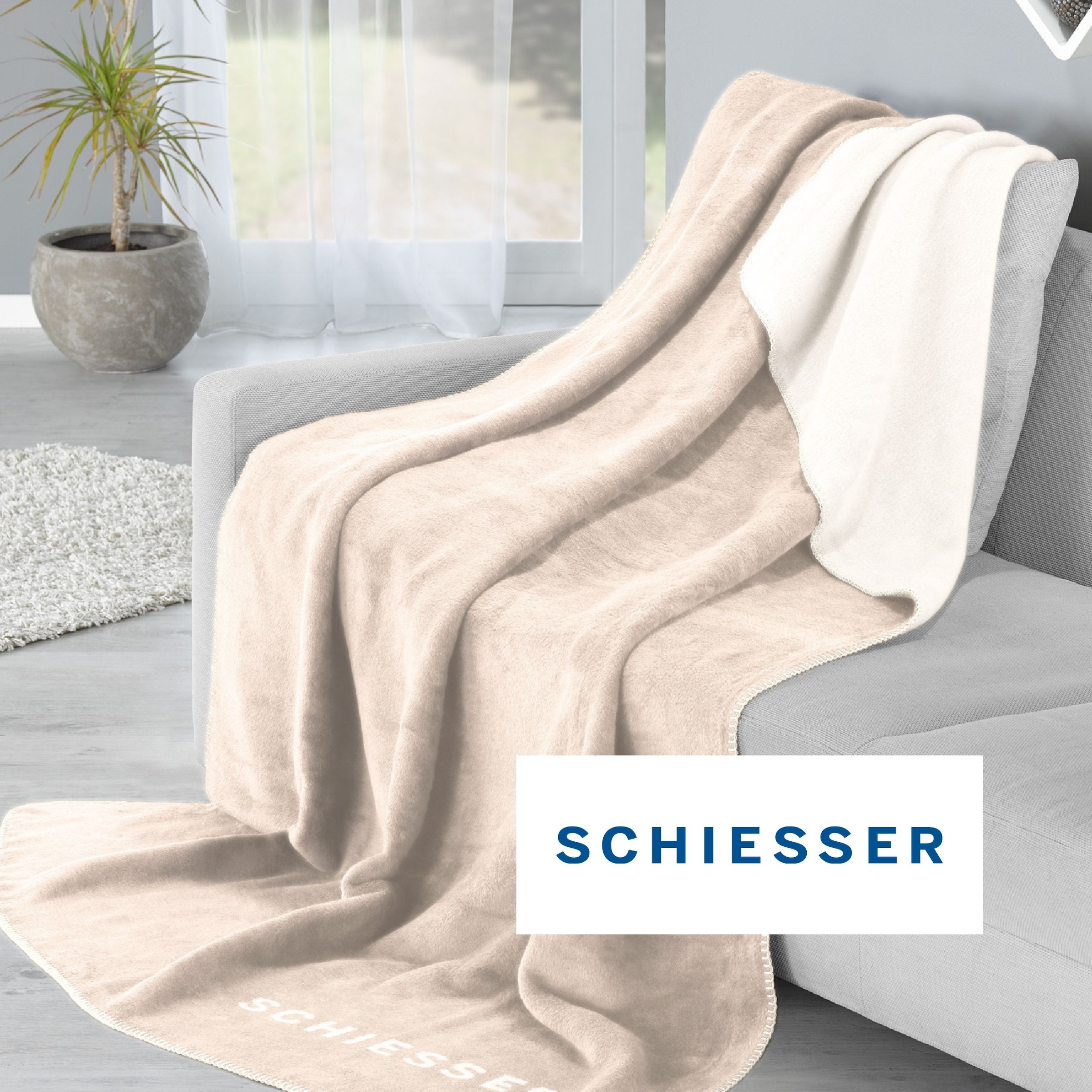 Schiesser Wohndecke »Kuscheldecke Klara in Wendeoptik - Baumwoll-Mix - warm und flauschig« OEKO-TEX® MADE IN GREEN