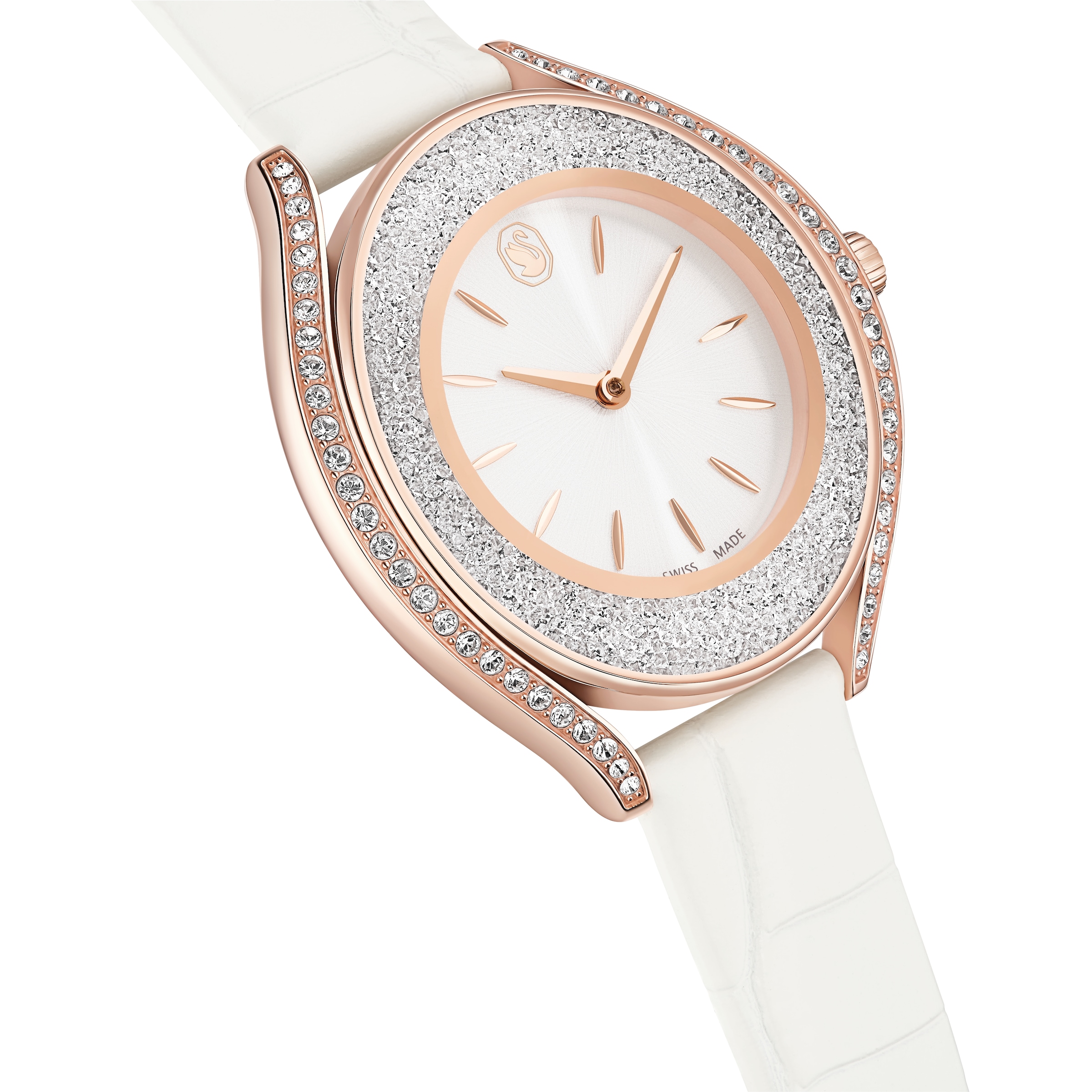 Swarovski Quarzuhr »CRYSTALLINE« Armbanduhr, Damenuhr, Swiss Made, Lederarmband, analog