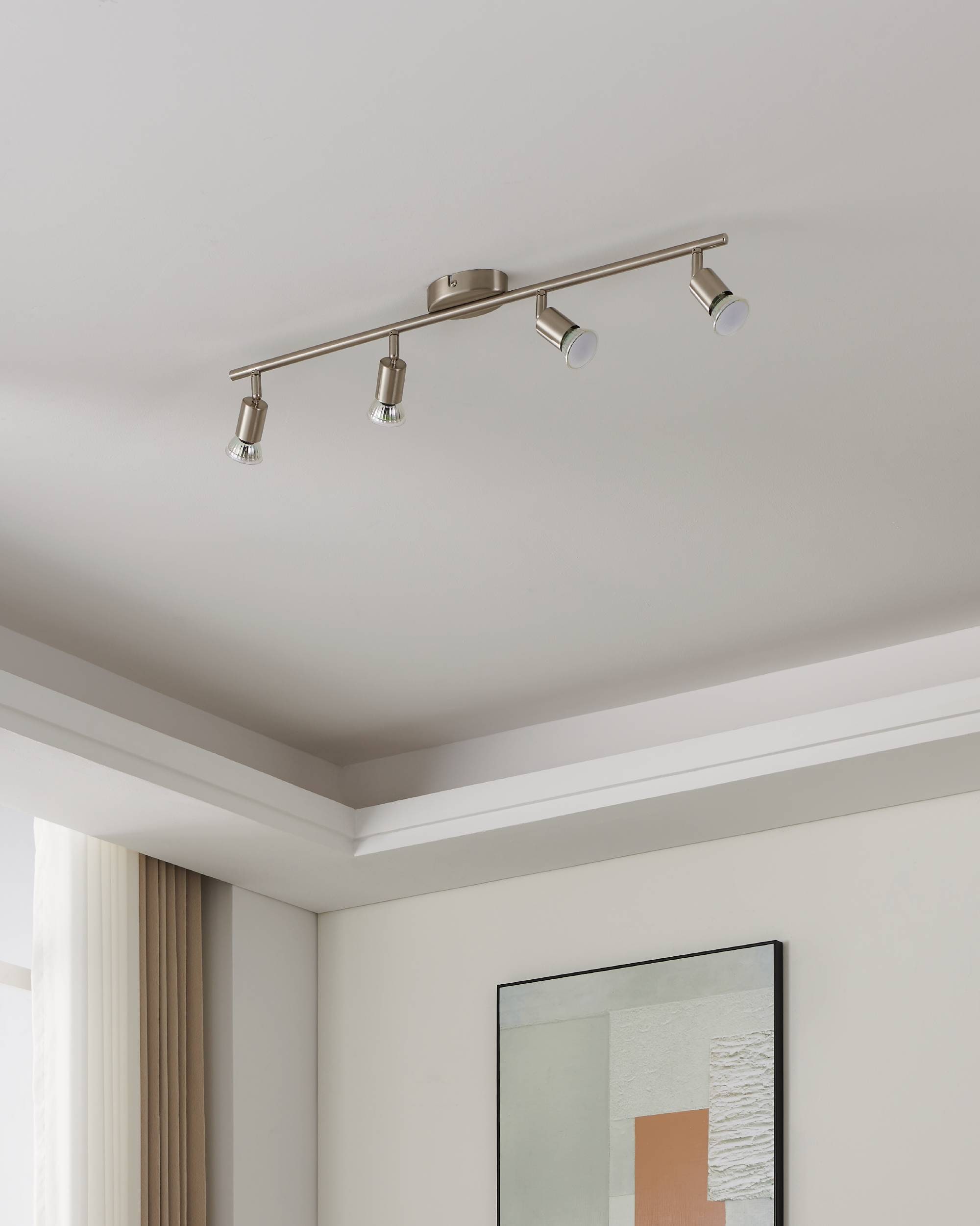 EGLO Deckenleuchte »Buzz-LED Deckenleuchte, Deckenstrahler aus Metall, Küchenlampe, GU10« GU10 1 Stk. Spot - L68,5 x B6,5 cm - nickel-matt - 4X2,8W inkl.