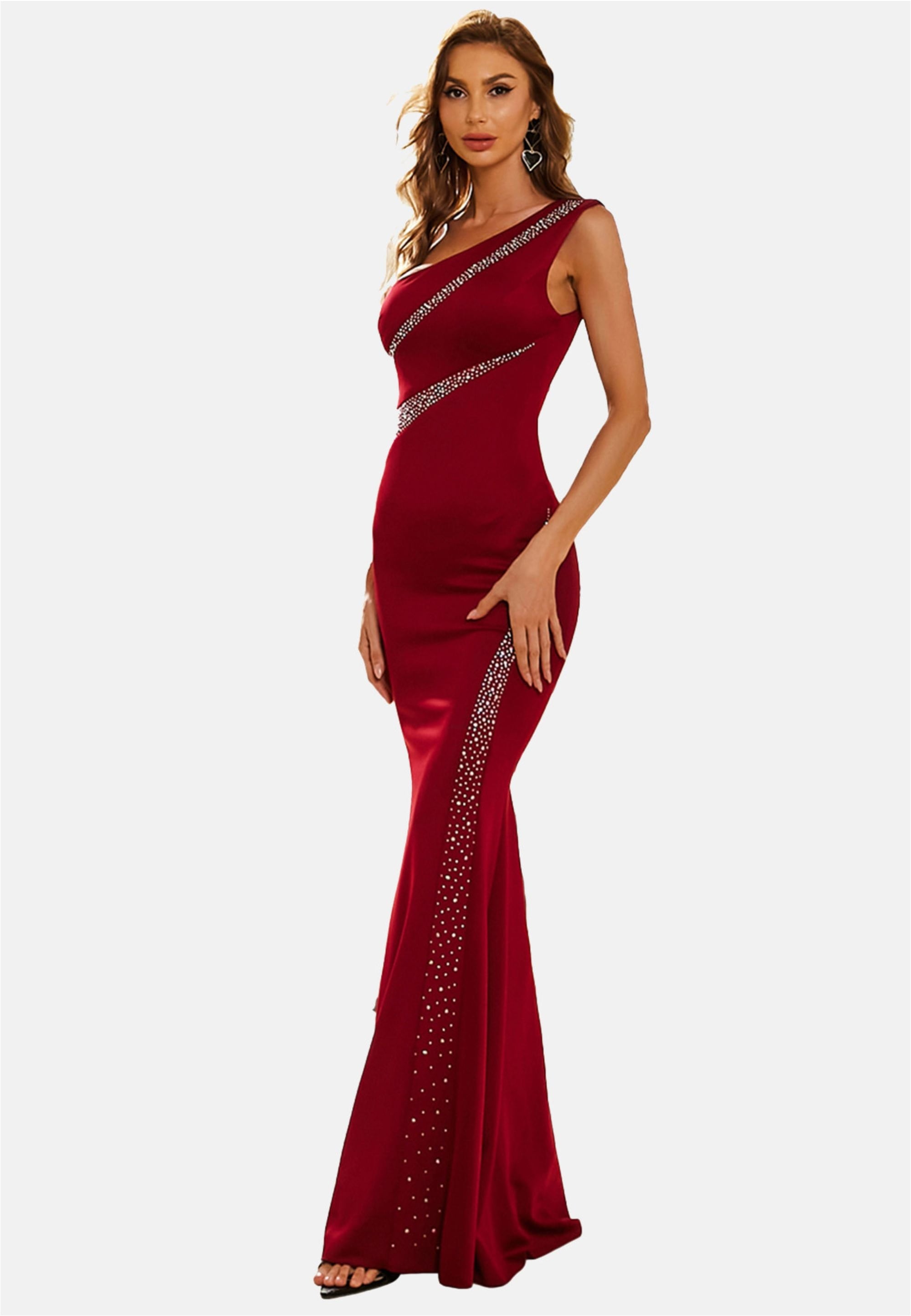Moda Minx Jerseykleid »Whitney Long Dress«, mit asymmetrischem Schnitt
