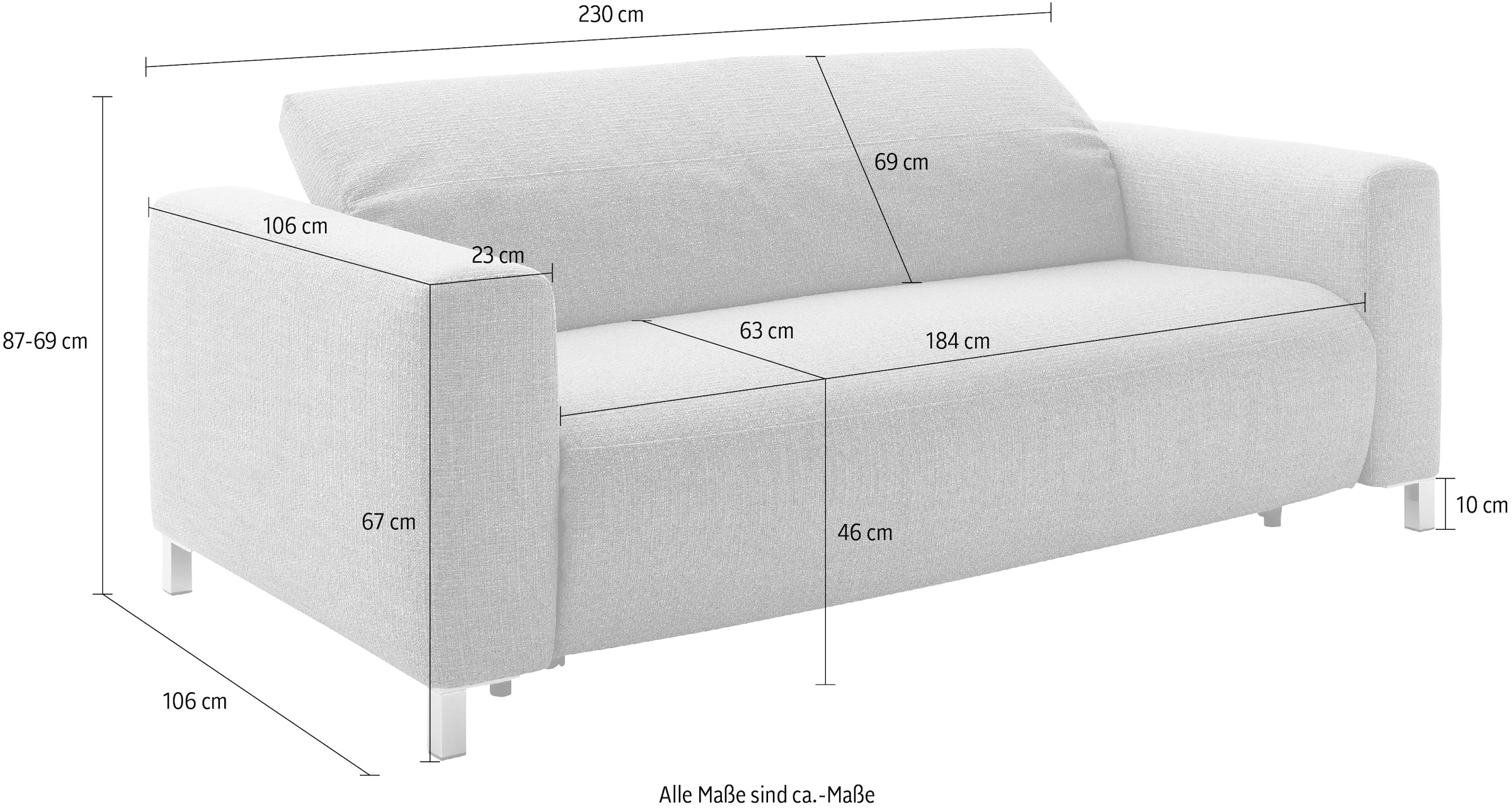 Places of Style Schlafsofa »Quarto für Dauerschläfer geeignet durch hochwertigen Faltbeschlag«, 3 Breiten und 3 Matratzenausführungen, belastbar zwischen 200-.270kg