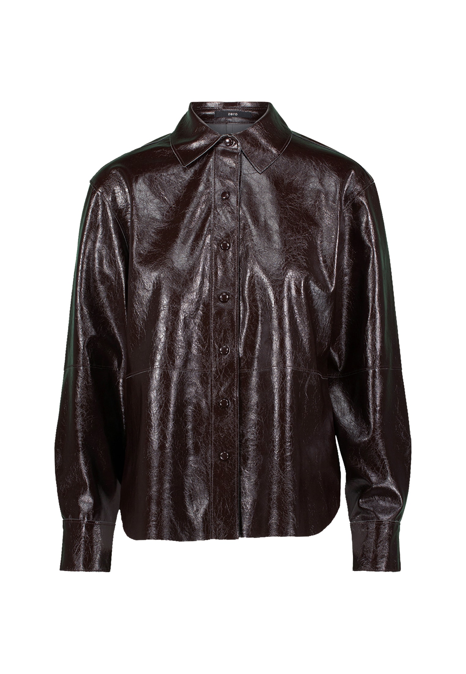 Zero Hemdbluse »zero Damen Hemdbluse im Lederlook Knopfleiste«