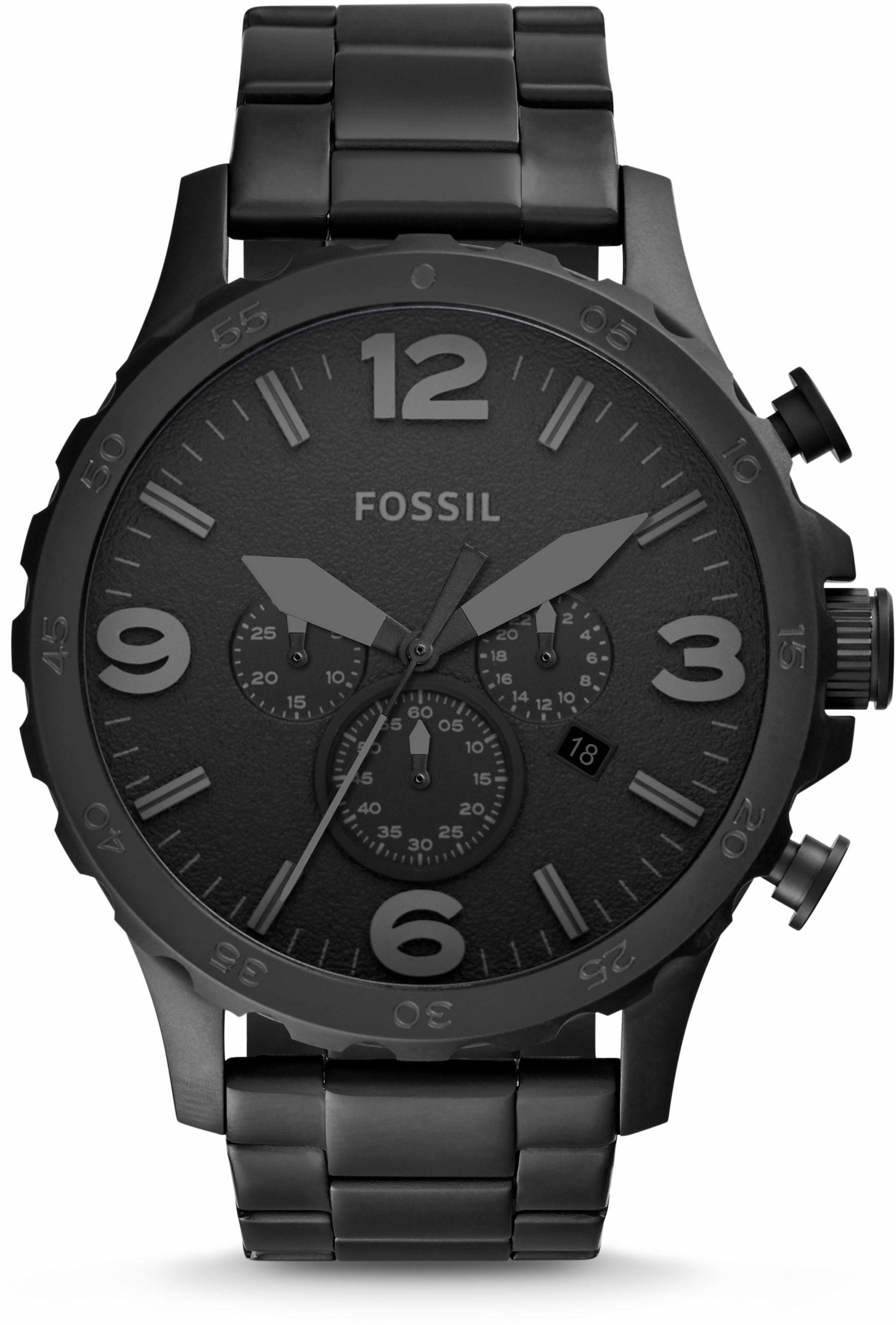 Fossil Chronograph »NATE, JR1401«, Quarzuhr, Armbanduhr, Herrenuhr, Stoppfunktion, Datum