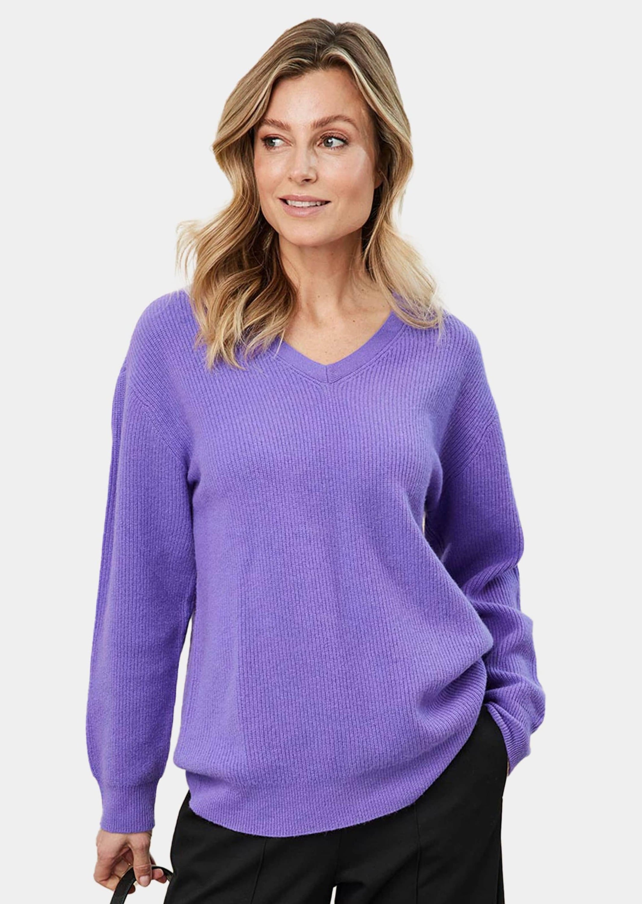 GOLDNER Strickpullover »Kaschmirpullover mit V-Ausschnitt Kaschmirpullover in Patentstrick mit V-Ausschnitt«