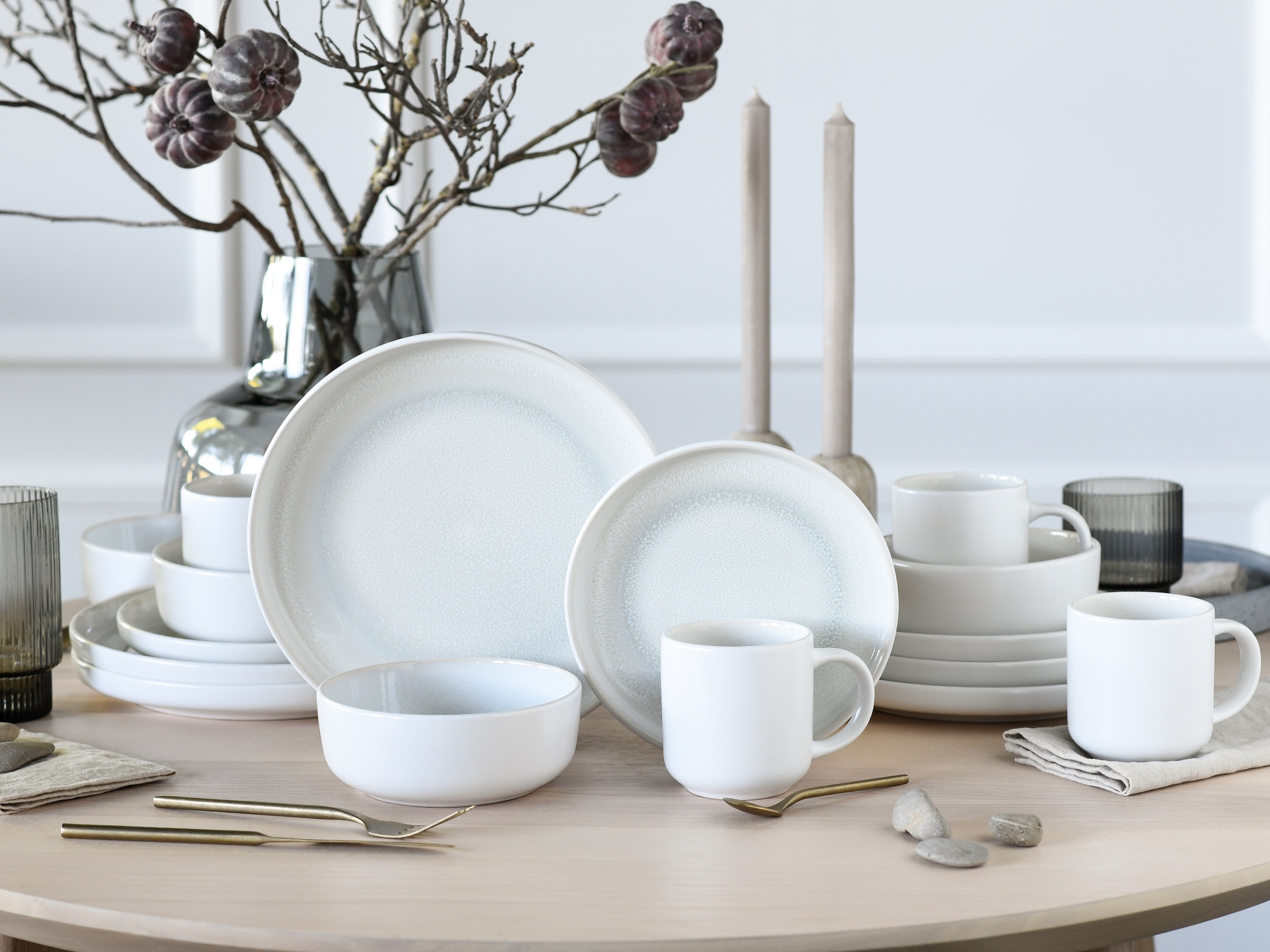 CreaTable Kombiservice »Nordic Fjord, Service, 16-tlg.« Skandinavisches Design, Reativglasur