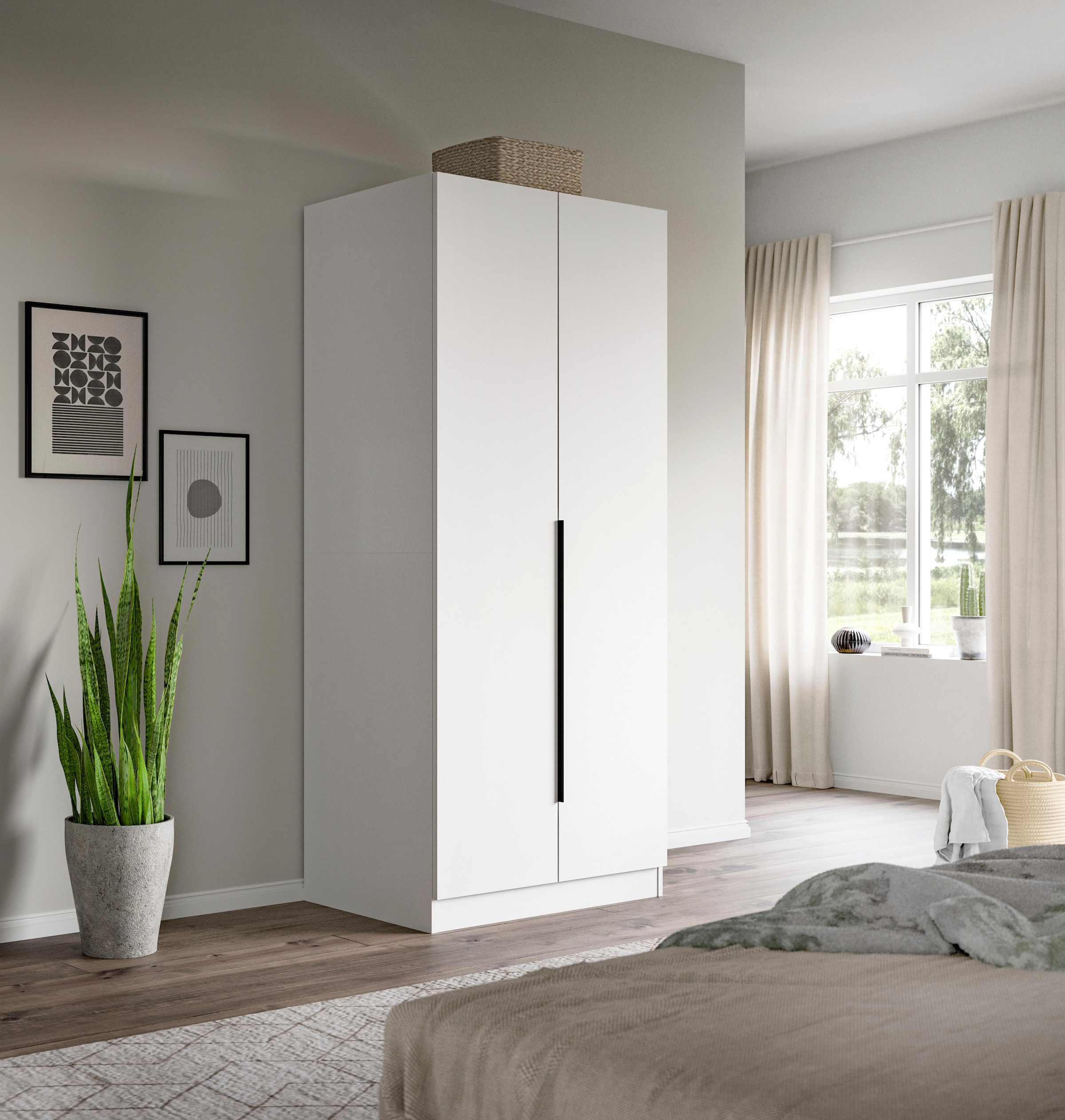 Home affaire Kleiderschrank »Skarde Schlafzimmerschrank, Garderobe, Schrank, Bestseller«, (Otto Bestseller Garderobe Schlafzimmerschrank), Breite: 80 cm, weiß, Kleiderstange, Einlegeboden