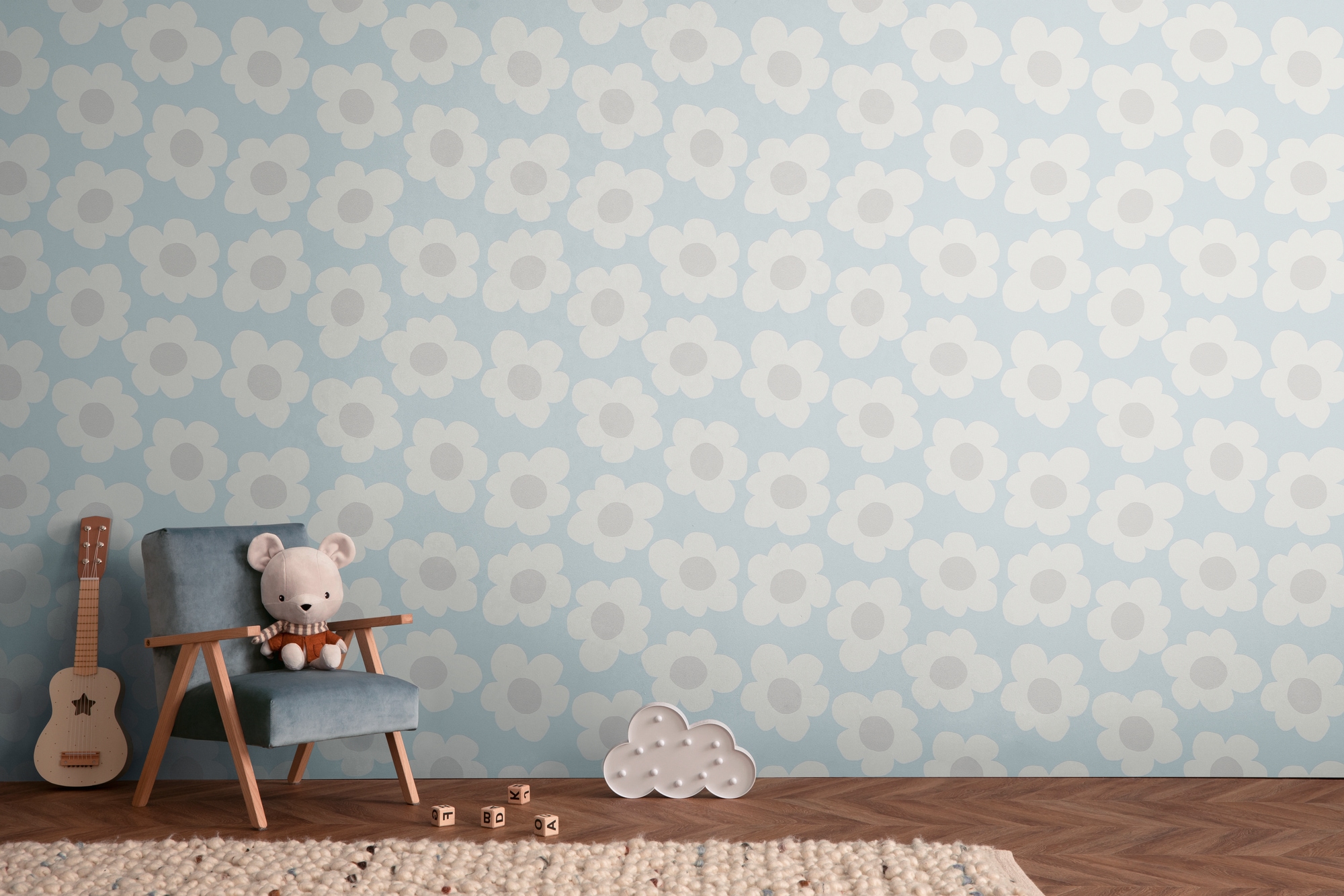 living walls Vliestapete »Kids Studio Retro Blumen – Vliestapete für Kinder« Retro | floral | geblümt glatt Große grafische Blüten im freundlichen Retro-Look