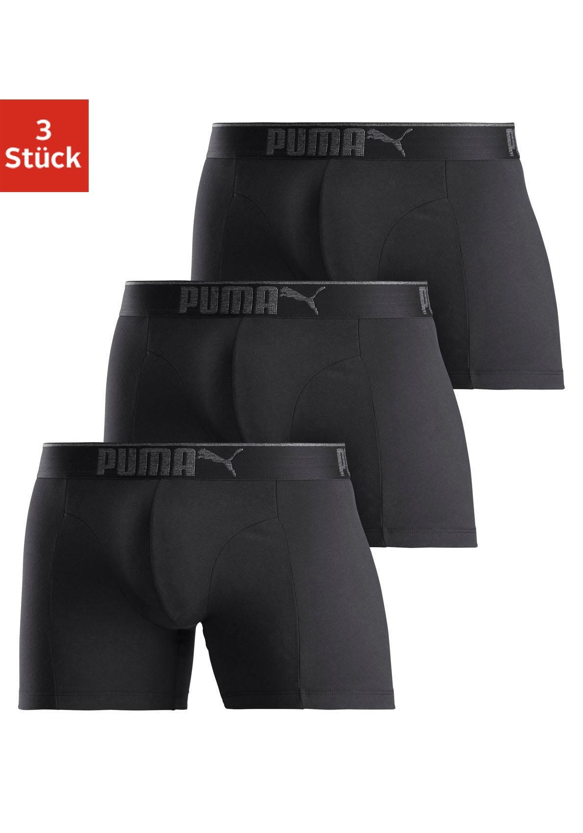 PUMA Boxershorts »Lifestyle Sueded Cotton Boxer 3P«, (Packung, 3er-Pack), mit minimalistischem Design