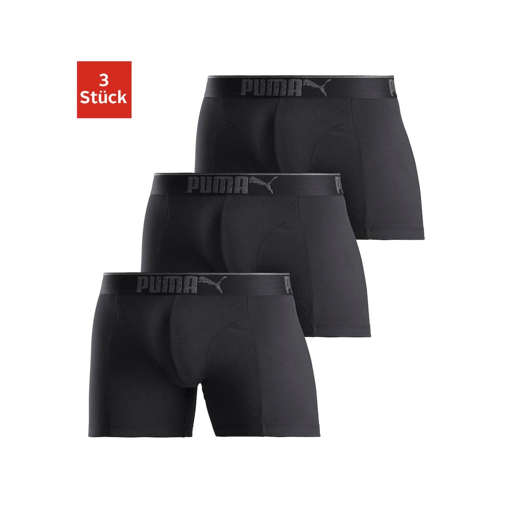 PUMA Boxershorts »Lifestyle Sueded Cotton Boxer 3P«, (Packung, 3 St.)