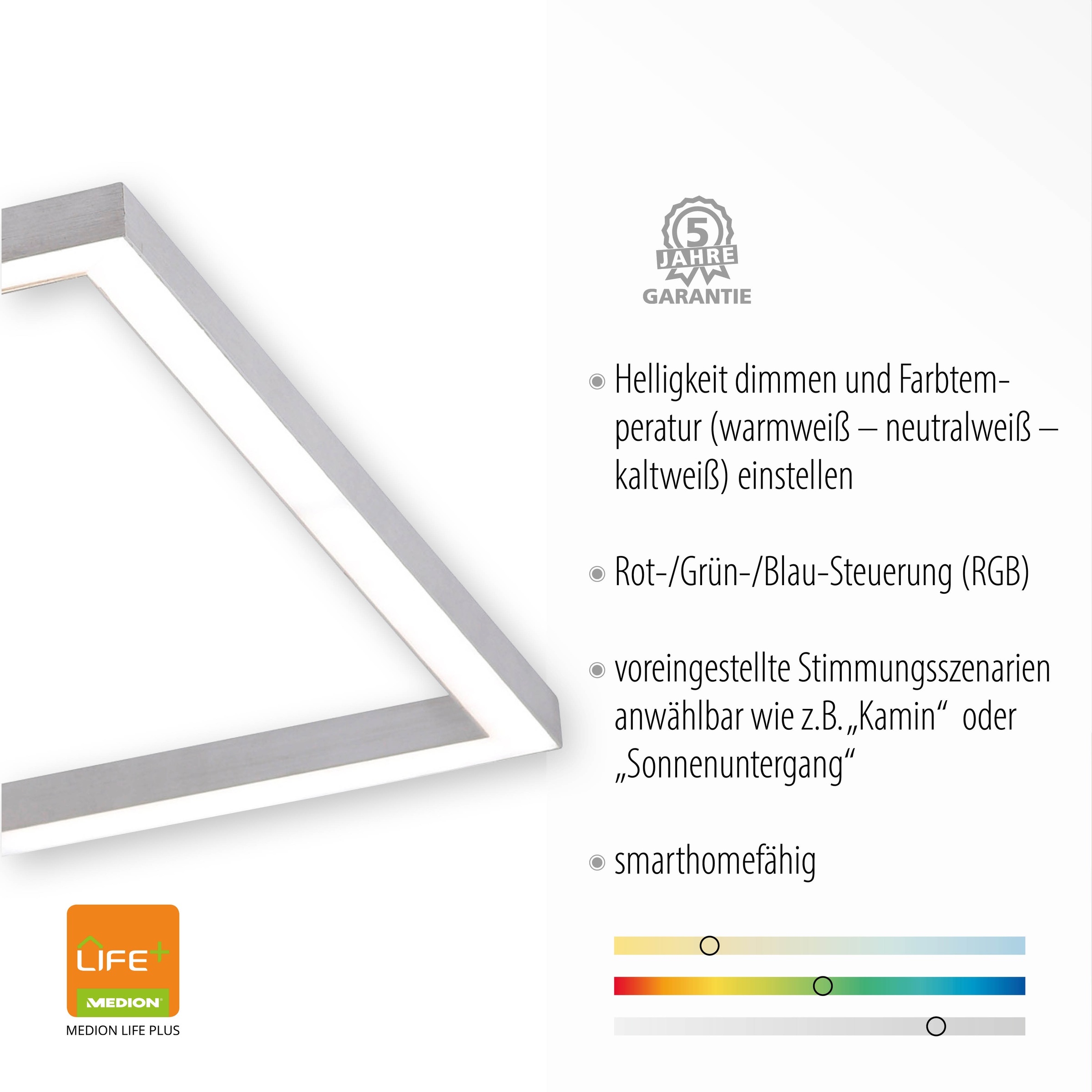 Deckenleuchte Fernbedienung, white, Infrarot fähig | Direkt Smarthome 2 flammig-flammig, BAUR inkl., RGB+tunable Leuchten »Ls-MAXI«,