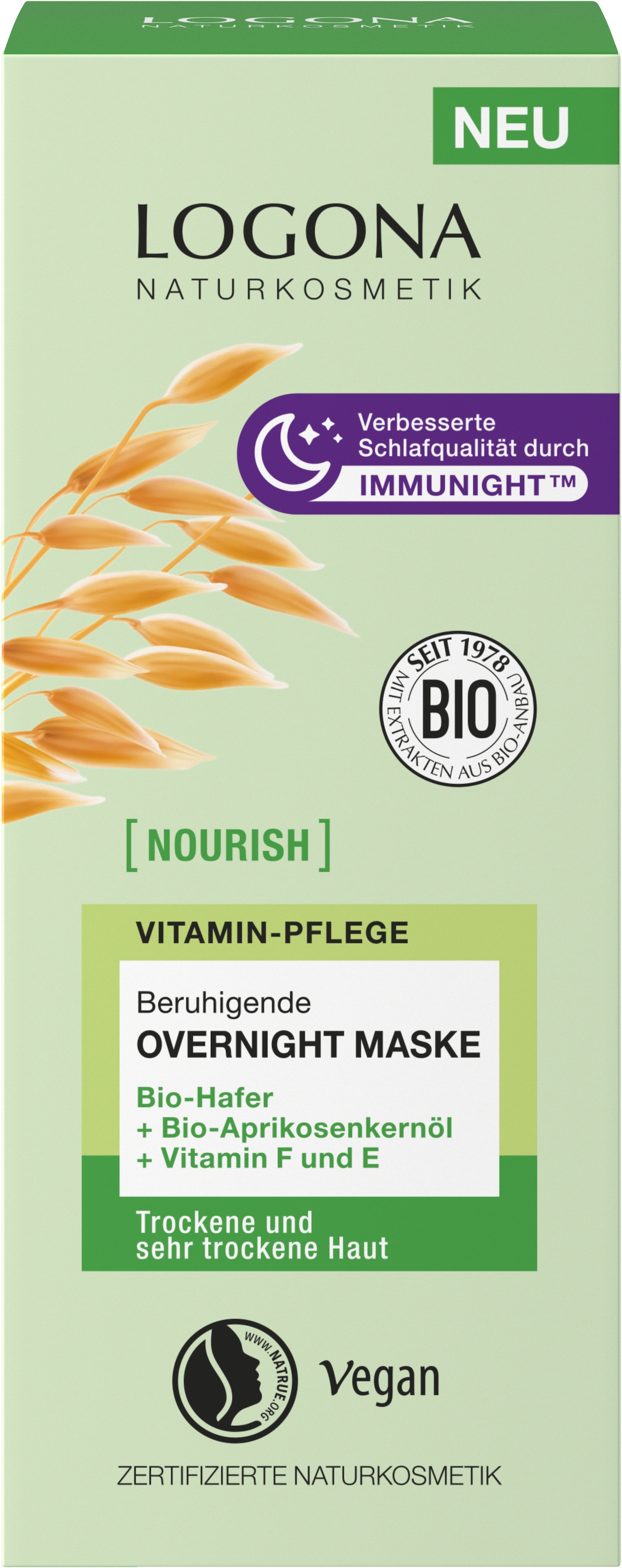 LOGONA Gesichtsmaske »nourish Beruhigende Overnight Maske« Gesichtsmaske, für trockene bis sehr trockene Haut, Overnight Maske