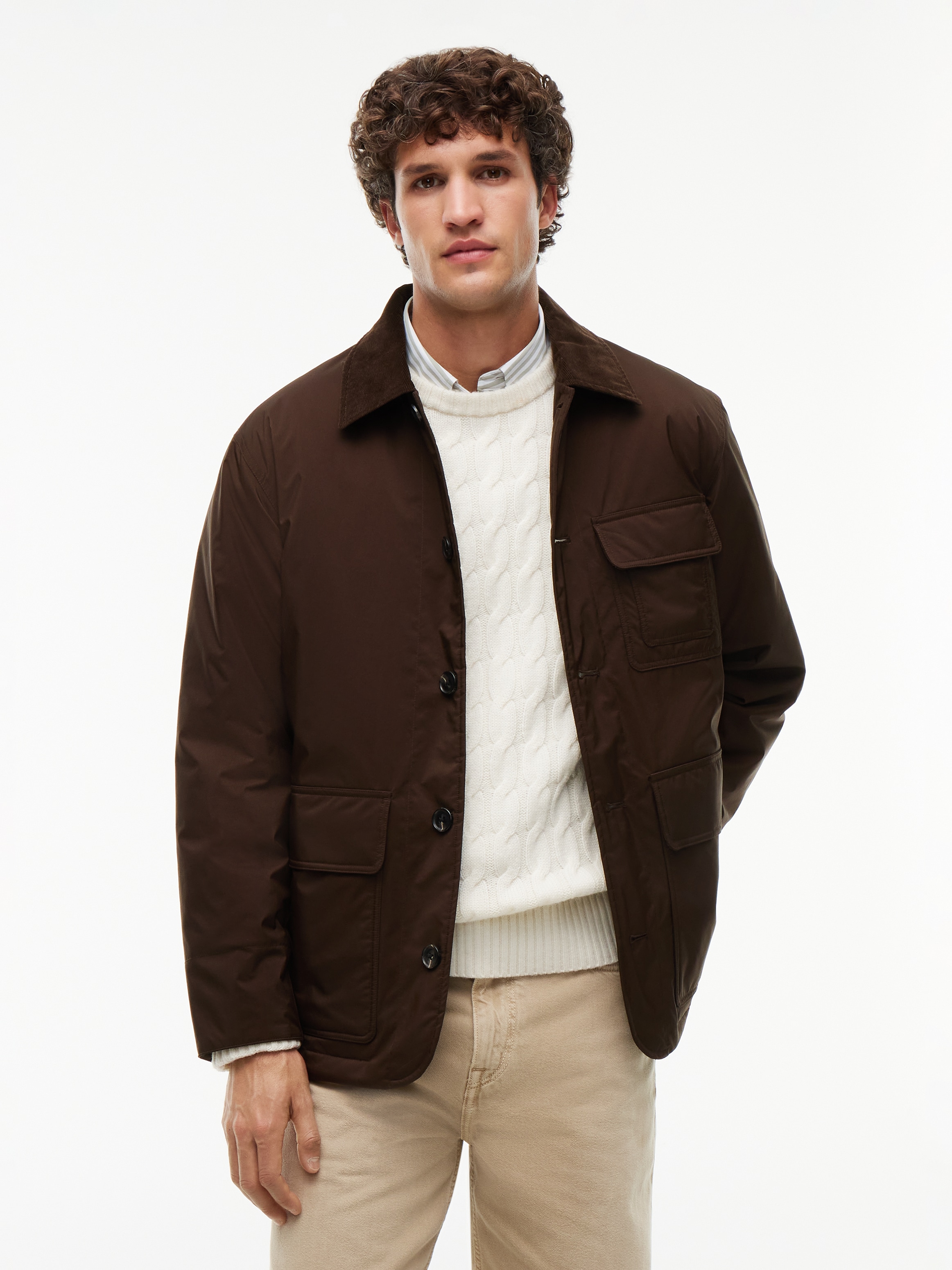 Tommy Hilfiger Kurzjacke "SURPLUS PADDED BARN JACKET" aus Ripstop mit Cord-Kragen