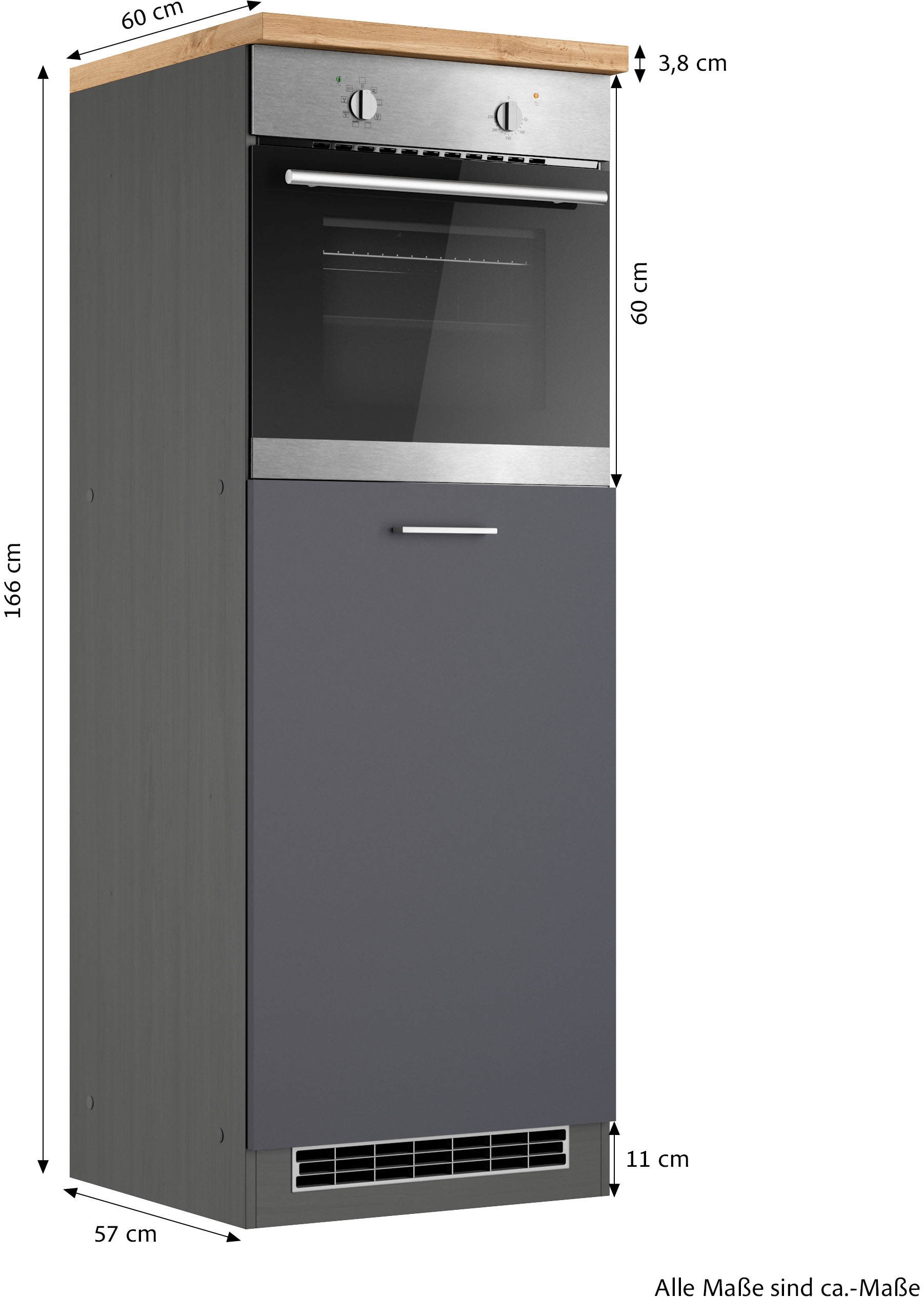 KOCHSTATION Backofenumbauschrank »KS-Milan«, HELD Möbel, Ofenumbauschrank 60 cm, matte oder hochglänzende Fronten