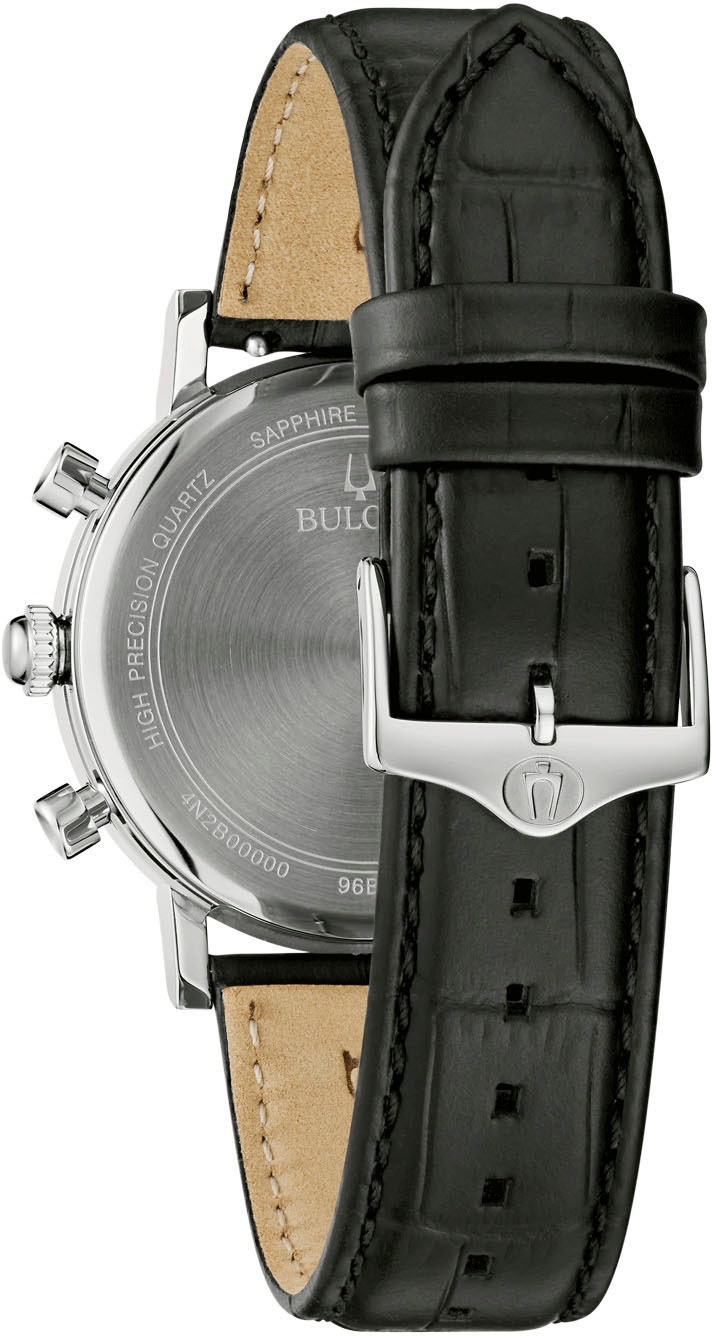 Bulova Chronograph, Quarzuhr, Armbanduhr, Herrenuhr, Lederarmband, analog, Tag