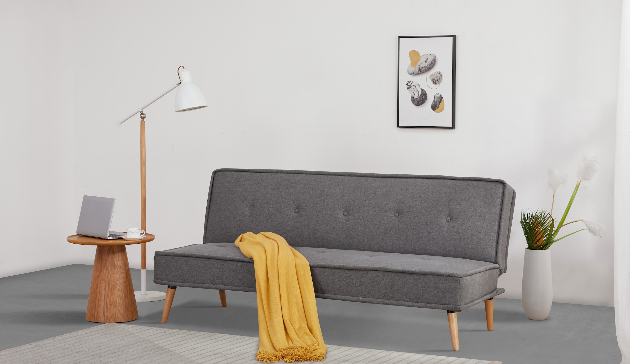 INOSIGN Schlafsofa »ARBON,183cm, klappbarer 3-Sitzer mit verstellbarer Rückenlehne und«, Bettfunktion, Webstoff und Kunstleder