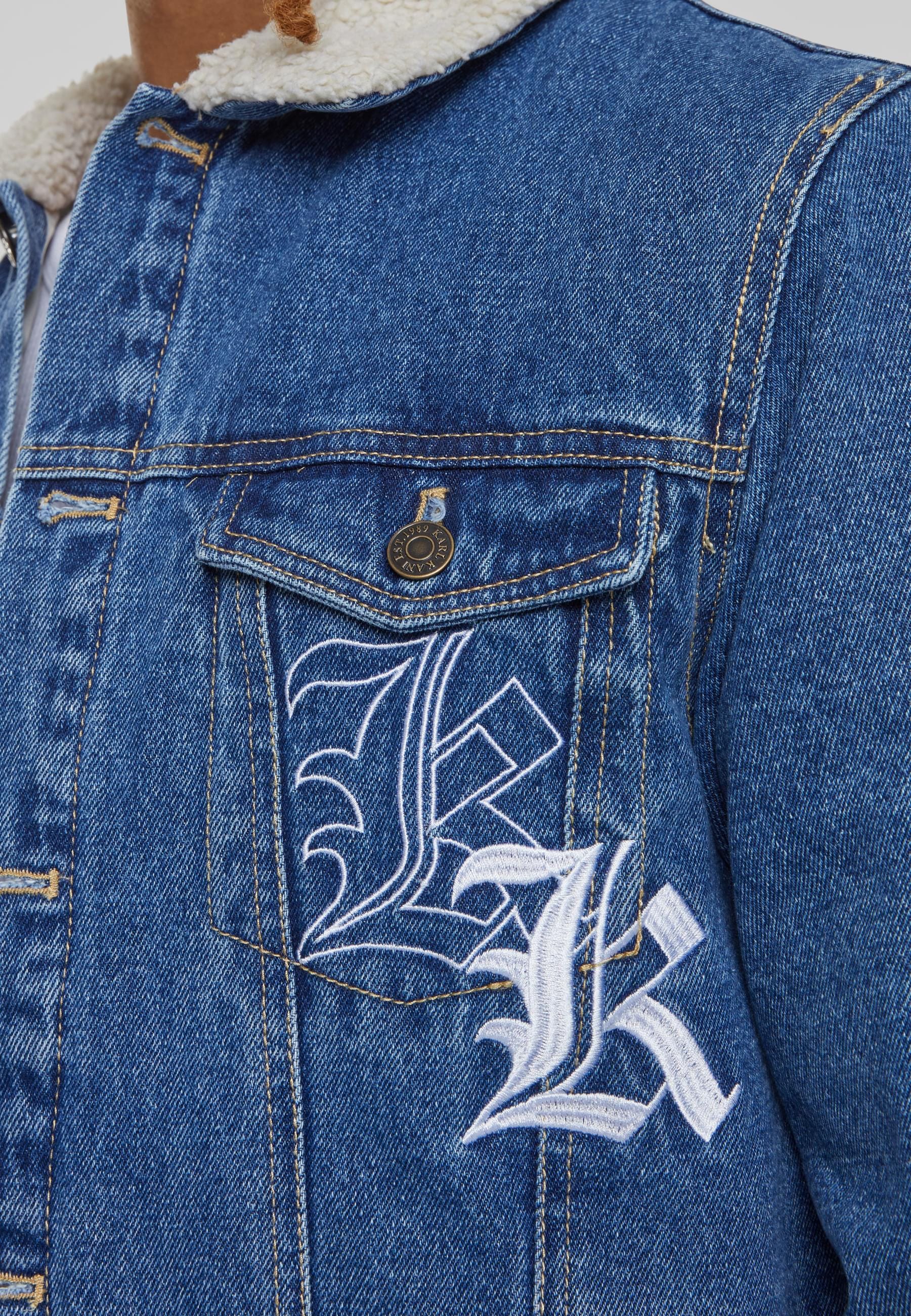 Karl Kani Jeansjacke »Karl Kani Herren KM224-062-1 KK Old English Denim Jacket«, (1 St.), ohne Kapuze