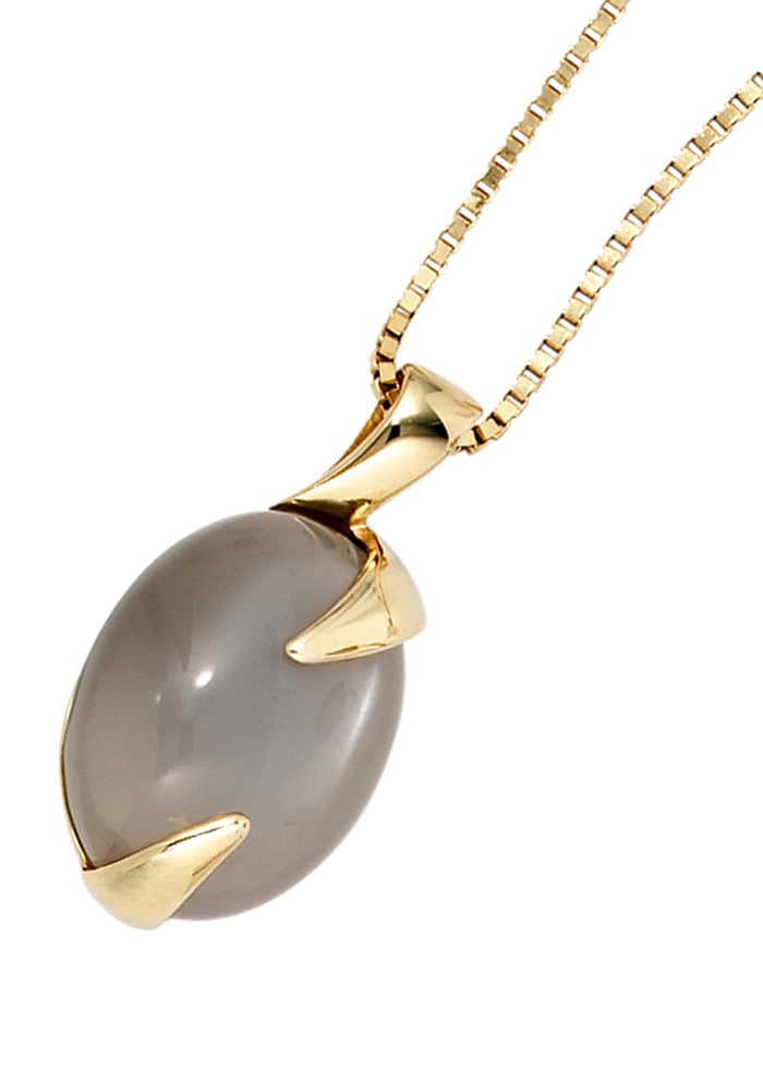 JOBO Kettenanhänger »Anhänger Goldanhänger oval 23 mm«  585 Gold mit Mondstein