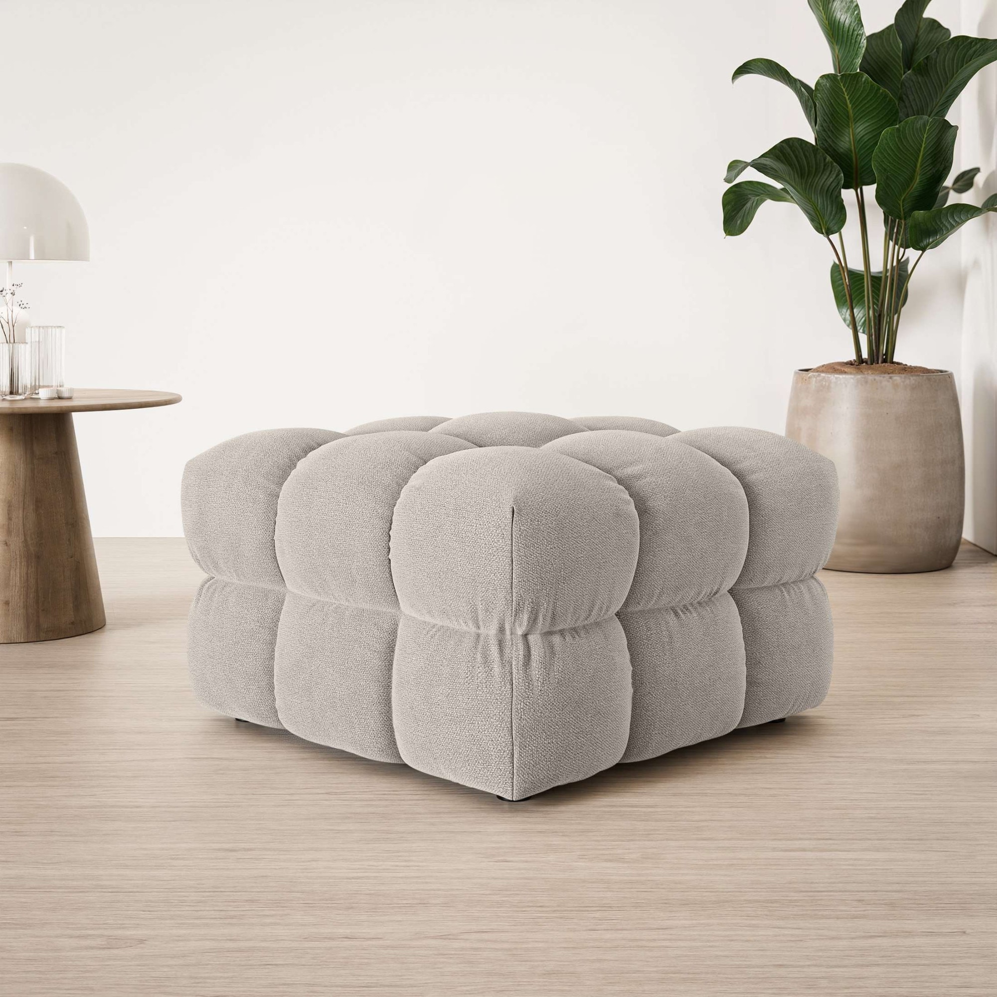 s.Oliver Polsterhocker "COBBO Sitzhocker Bubble-Optik, Maße B/T/H: 80/80/48 cm" passend zum Sofa, moderne Steppung und hoher Sitzkomfort