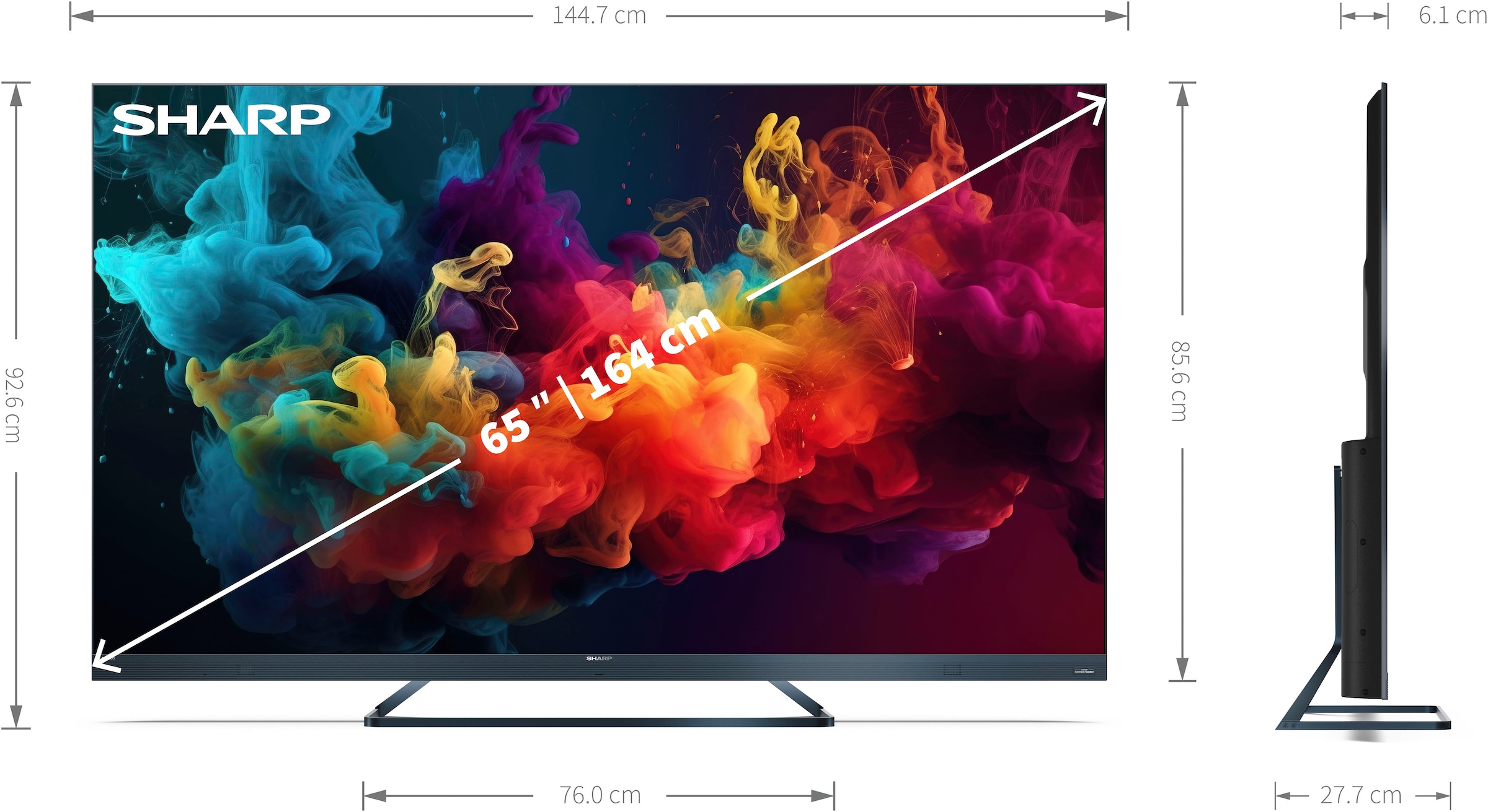 Sharp LED-Fernseher »SHARP 65FQ5EG Quantum Dot Google TV 164 cm (65 Zoll) 4K Ultra HD QLED«, 164 cm/65 Zoll, 4K Ultra HD, Google TV, Quantum Dot, QLED, Dolby Atmos, Dolby Vision, HDMI 2.1 mit eARC