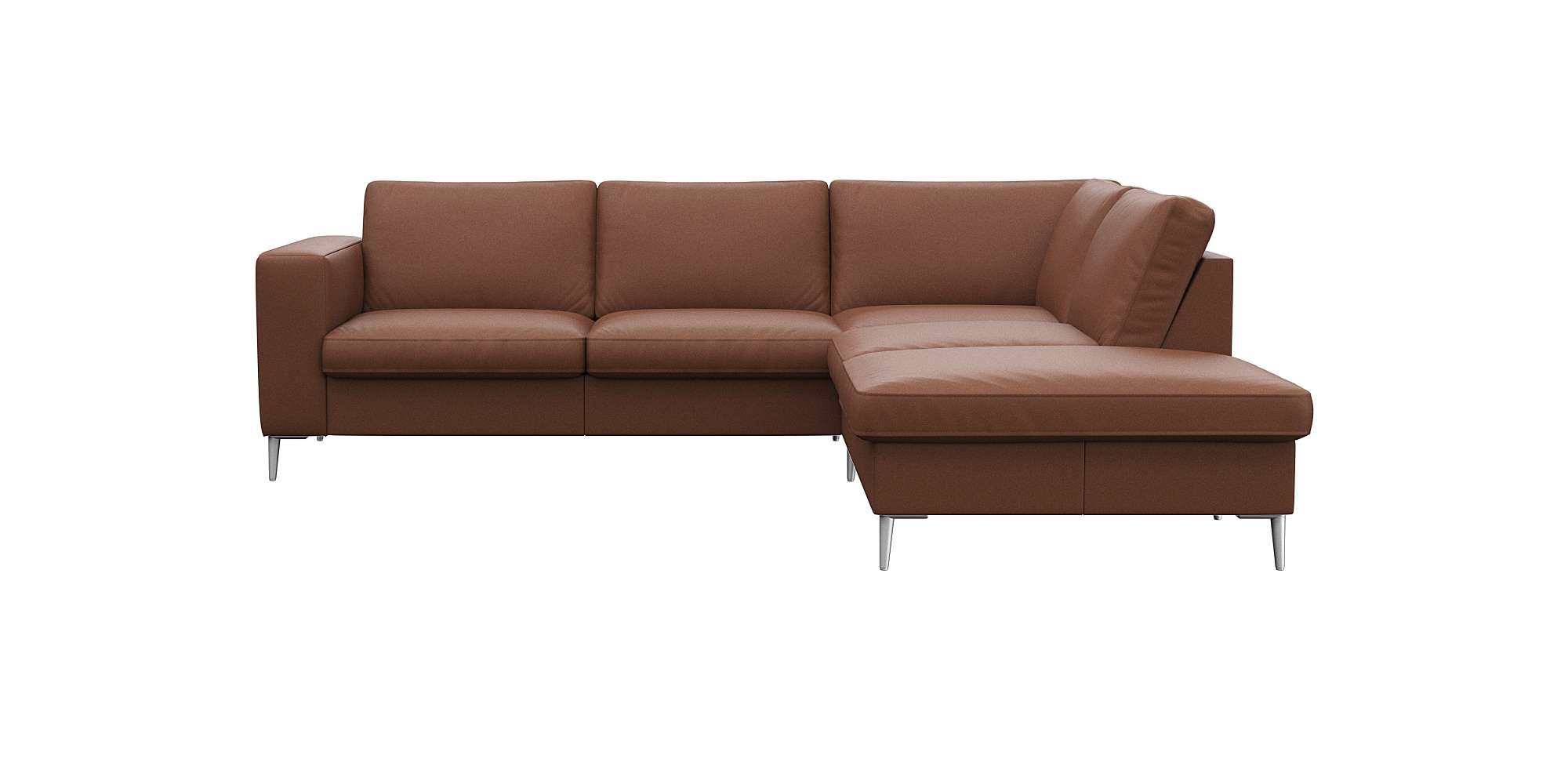 FLEXLUX Ecksofa "Fiore, L-Form" breite Armlehnen, Füße alufarben, B/T 241/225 cm, Kaltschaum im Sitz