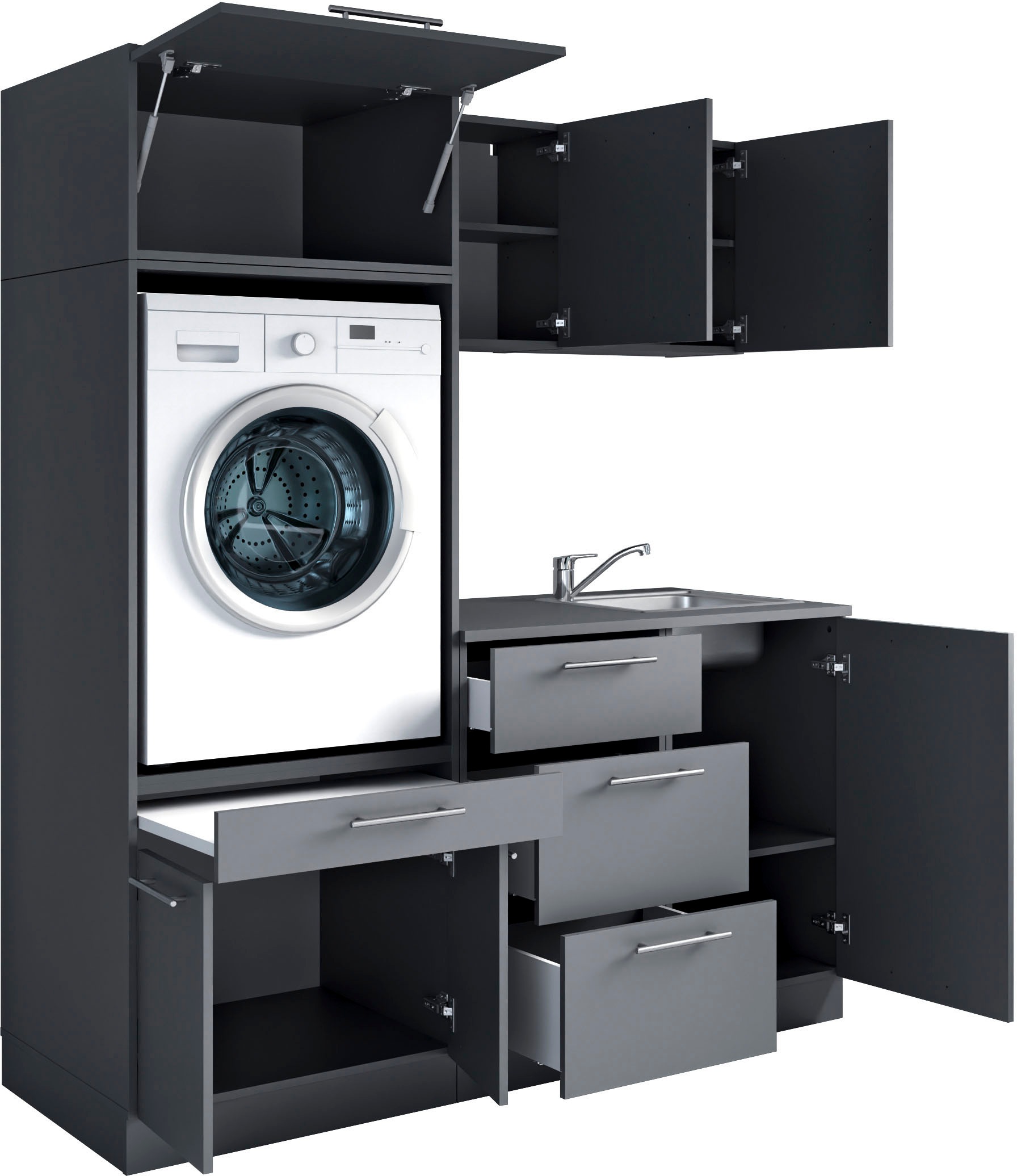 Laundreezy Mehrzweckschrank-Set »Laundreezy, 6-tlg. Mehrzweckschrank-Set B/H/T 168/238/68 cm«, (6 St.), Breite 168 cm, Soft-Close-Funktion für Türen