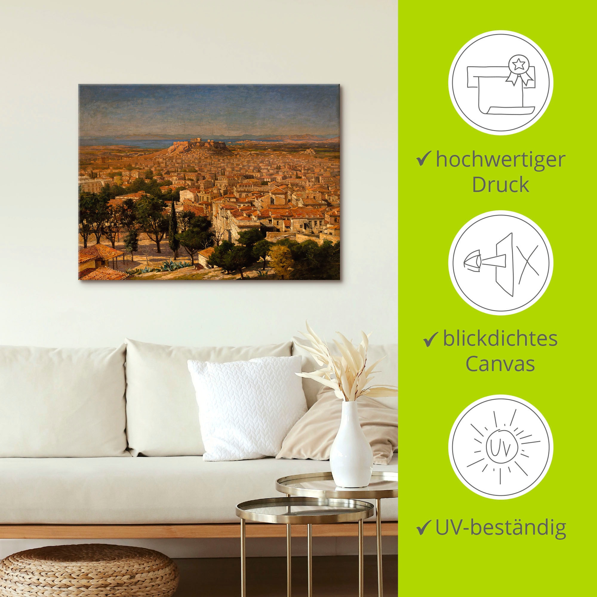 Artland Leinwandbild »Blick auf Athen mit der Akropolis.«, Griechenland, (1 St.), auf Keilrahmen gespannt