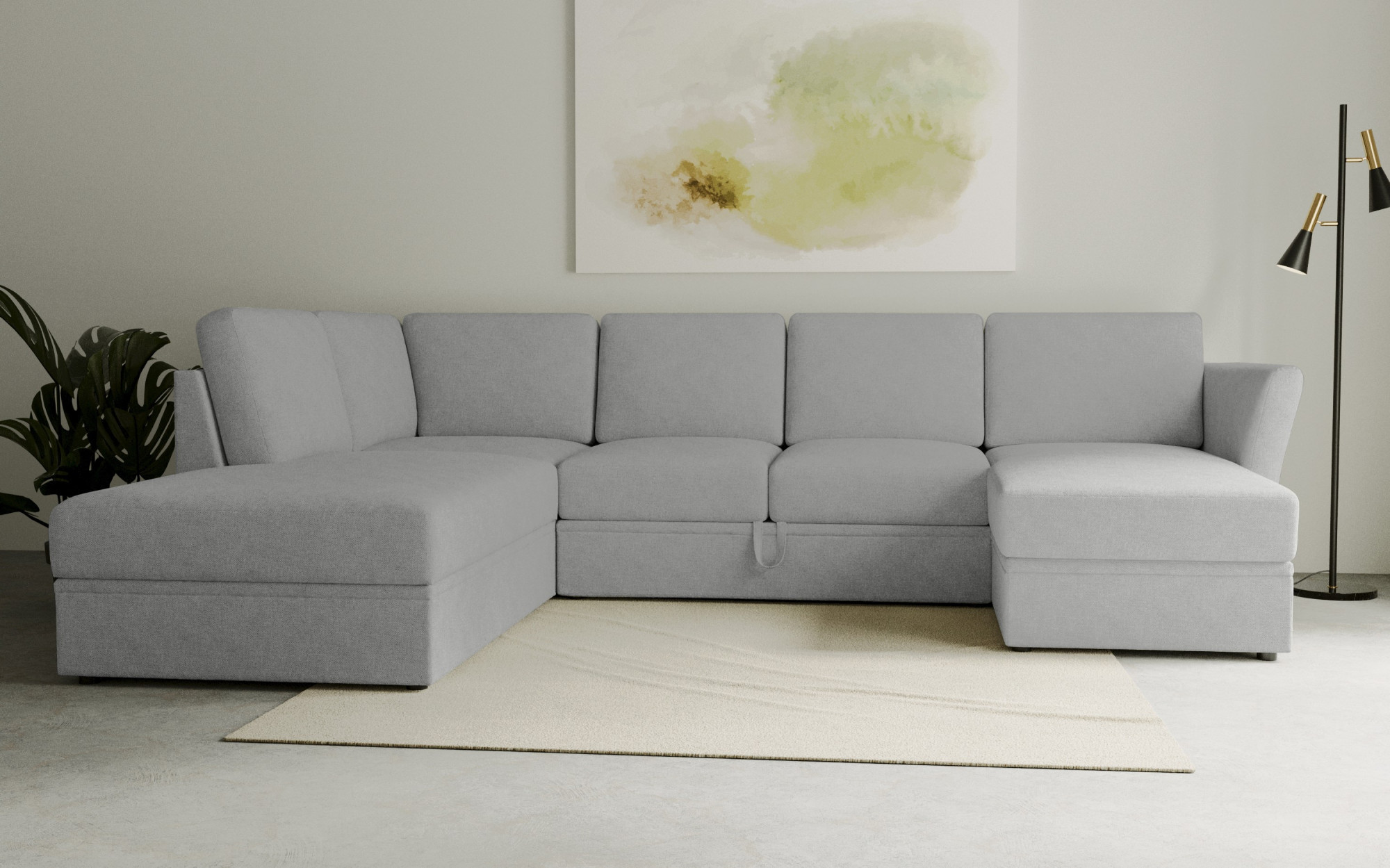 OTTO home Wohnlandschaft "Lavars Schlafsofa" mit Bettfunktion und Stauraum, in zwei verschiedenen Bezugsqualitäten
