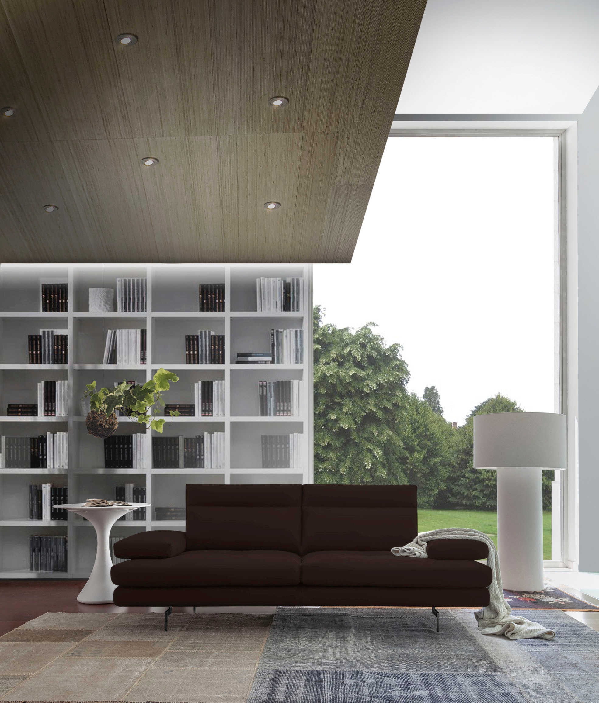CALIA ITALIA 3-Sitzer "Toby Wing, 208 cm breit, Designsofa, hochwertige Verarbeitungsdetails" inkl. Sitztiefenverstellung und Armteilfunktion, Füße in Schwarz matt