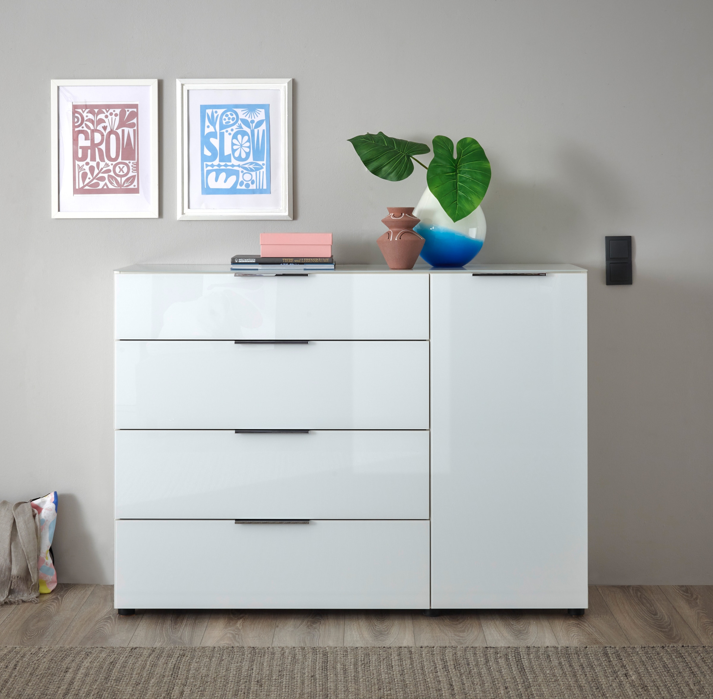 HBZ Kommode »Santorin, BxHxT 135x99x40 cm«, (1 St.), Breite 135cm, Softclose für Türen und Schubkästen, Melaminbeschichtung