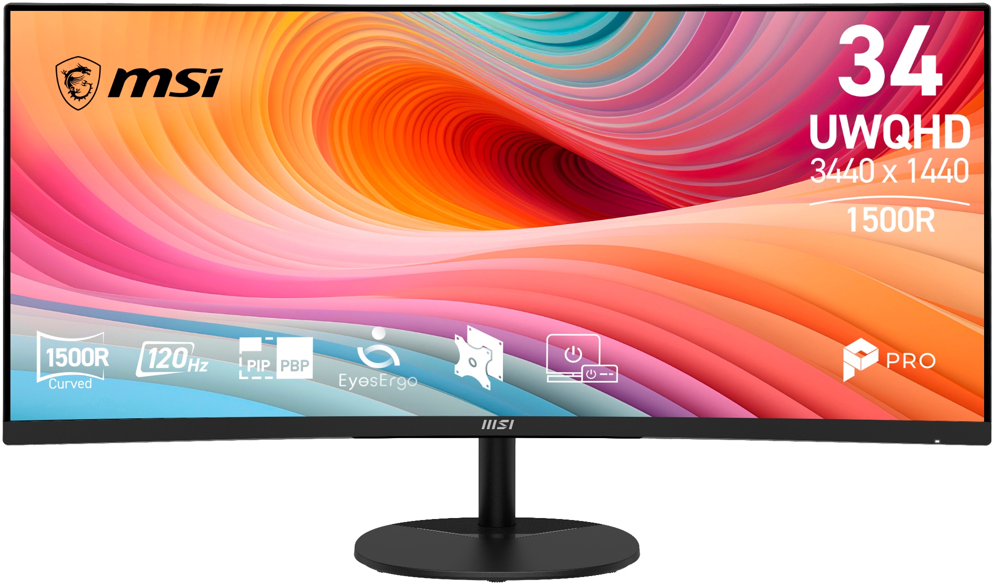 MSI LCD-Monitor "PRO MP341CQ E12", B:80,93cm H:36,58cm T:10,68cm, schwarz, Monitore, neigbar, 3 Jahre Herstellergarantie