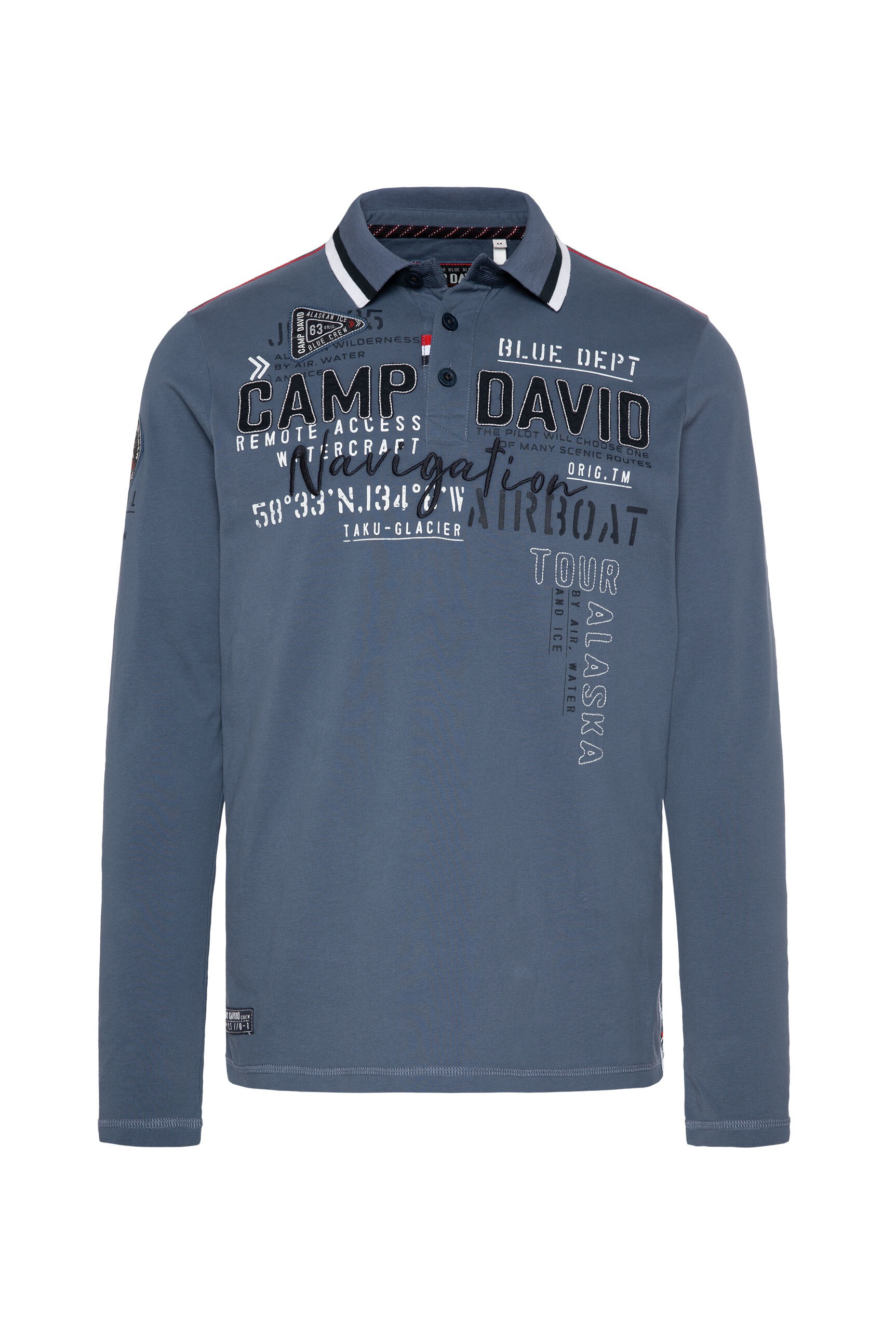 CAMP DAVID Langarm-Poloshirt, aus Baumwolle
