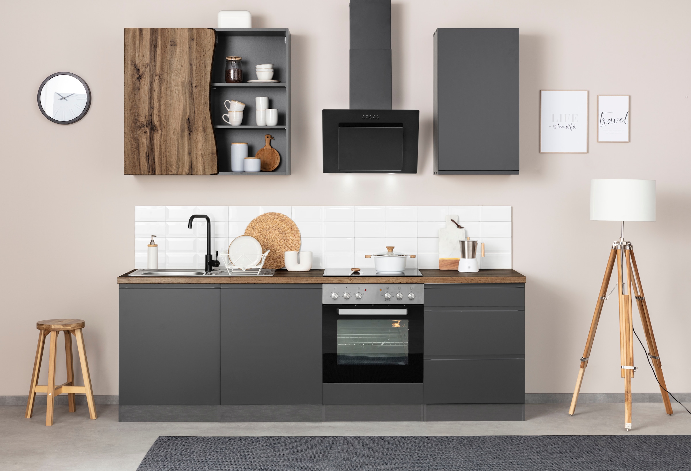 Küche »KS-Bruneck«, 240cm breit, wahlweise mit oder ohne E-Geräte, hochwertige...