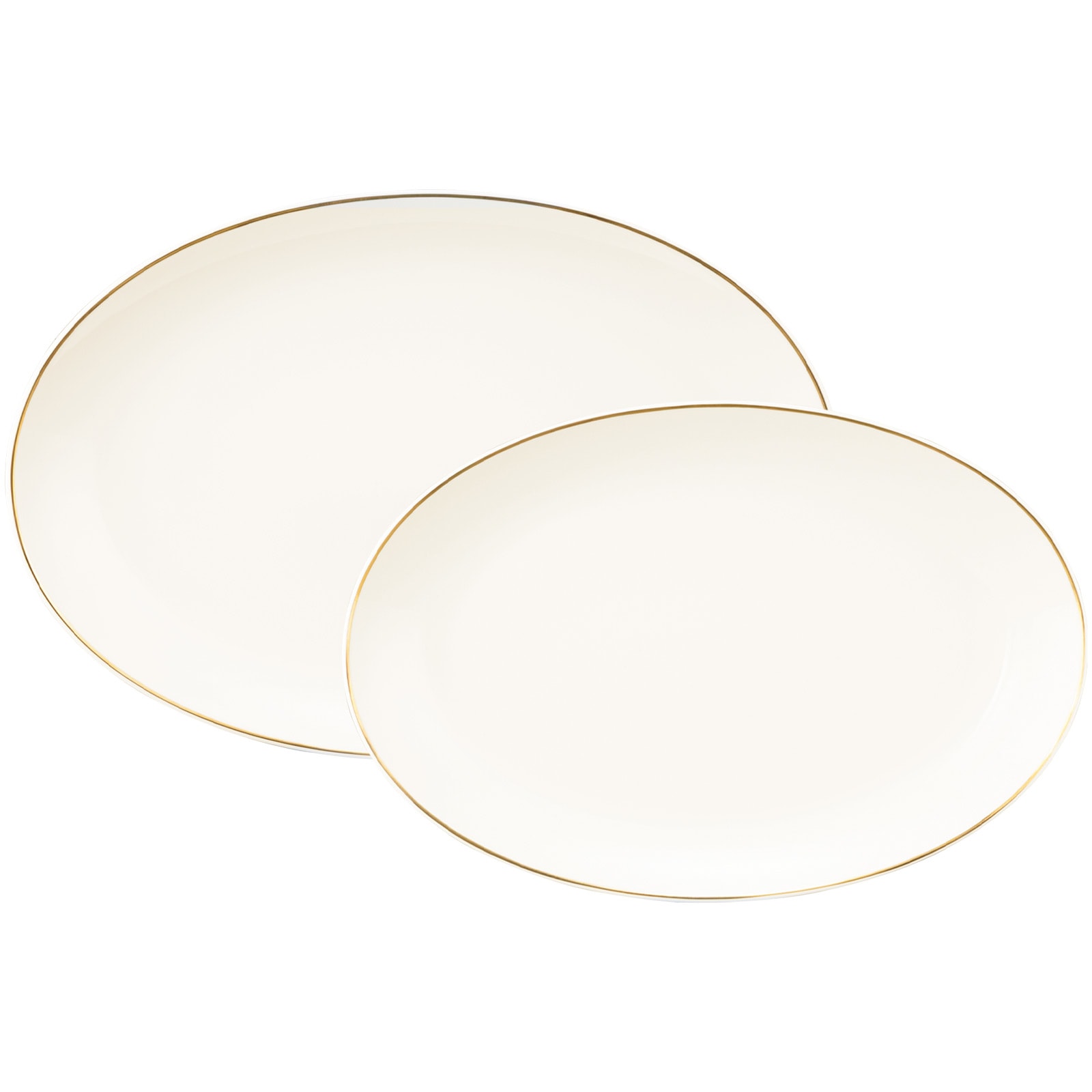 Seltmann Weiden Servierplatte "Servierplatten-Set Savona Goldlinie 2er Set creme" Spülmaschinenfest, Mikrowellensicher, Ofenfest