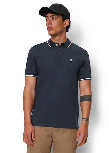 Poloshirt short on O\'Polo Marc bestellen | shirt, slits chest«, sleeve, ▷ Logostickerei embroidery BAUR at mit side, »Polo