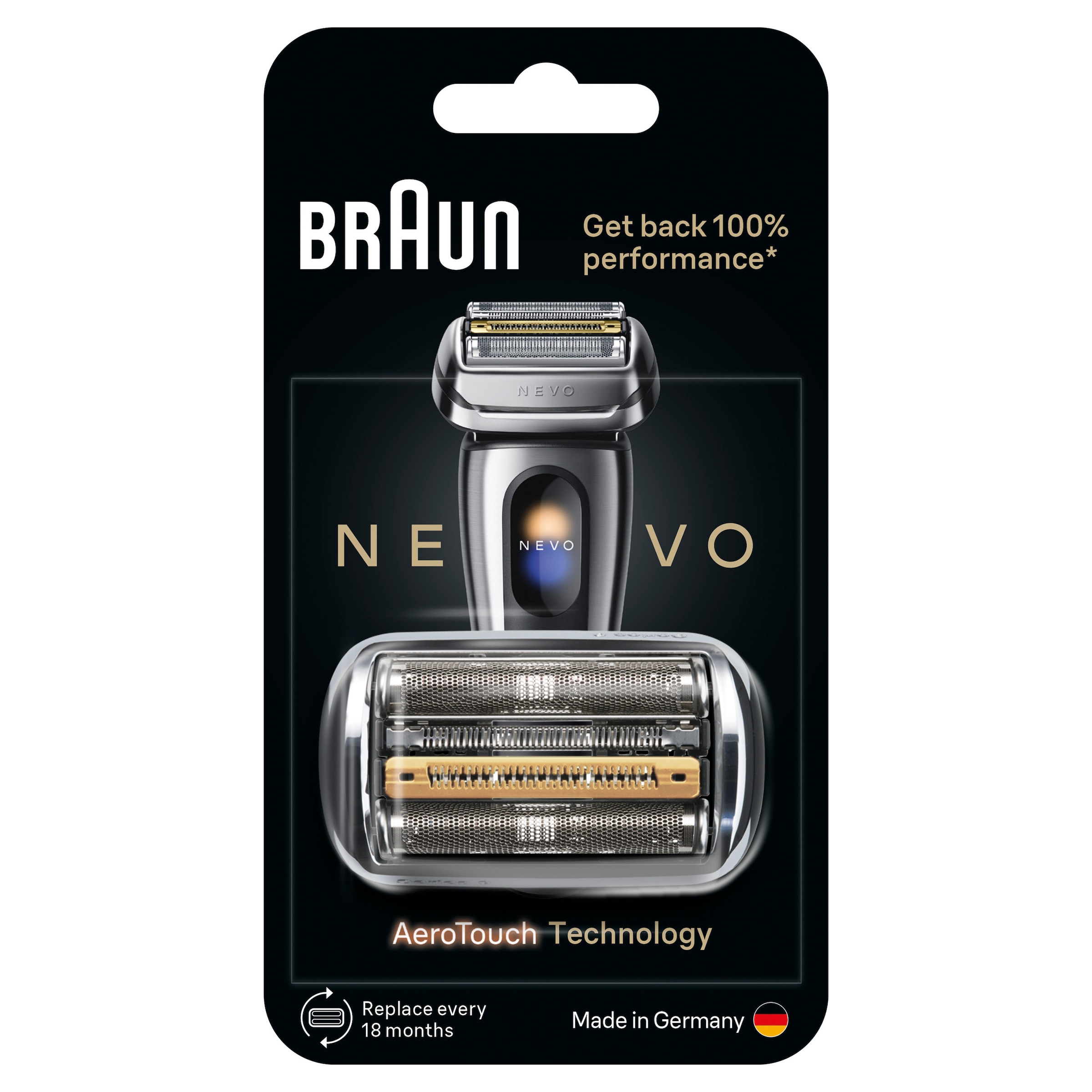 Braun Ersatzscherkopf »NEVO Silver« 100% Leistung, Kompatibel mit NEVO Rasierern, Silber
