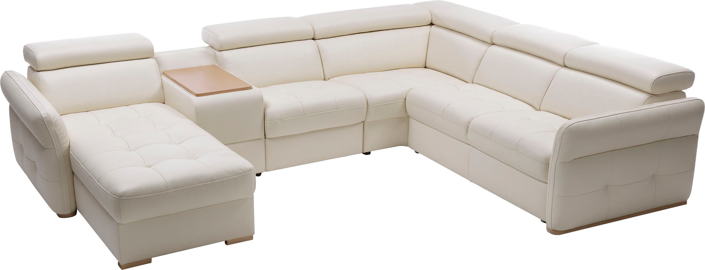 exxpo - sofa fashion Wohnlandschaft »Massimo, Familien Sofa mit viel Platz, Lederbezug, bequem, komfortabel«, U-Form, inkl. Bettfunktion, Bettkasten, elektr. Relaxfunktion