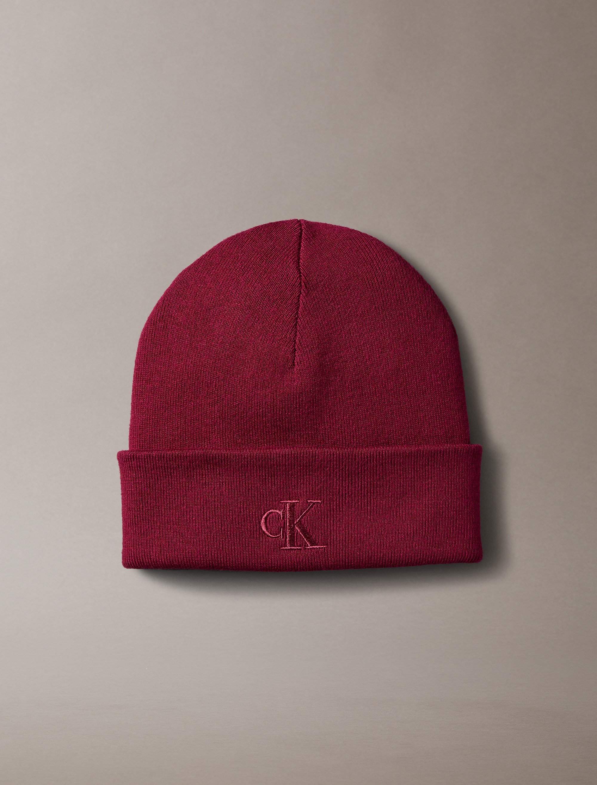 Calvin Klein Strickmütze "CK FINE RIB BEANIE" mit Markenlogo günstig online kaufen