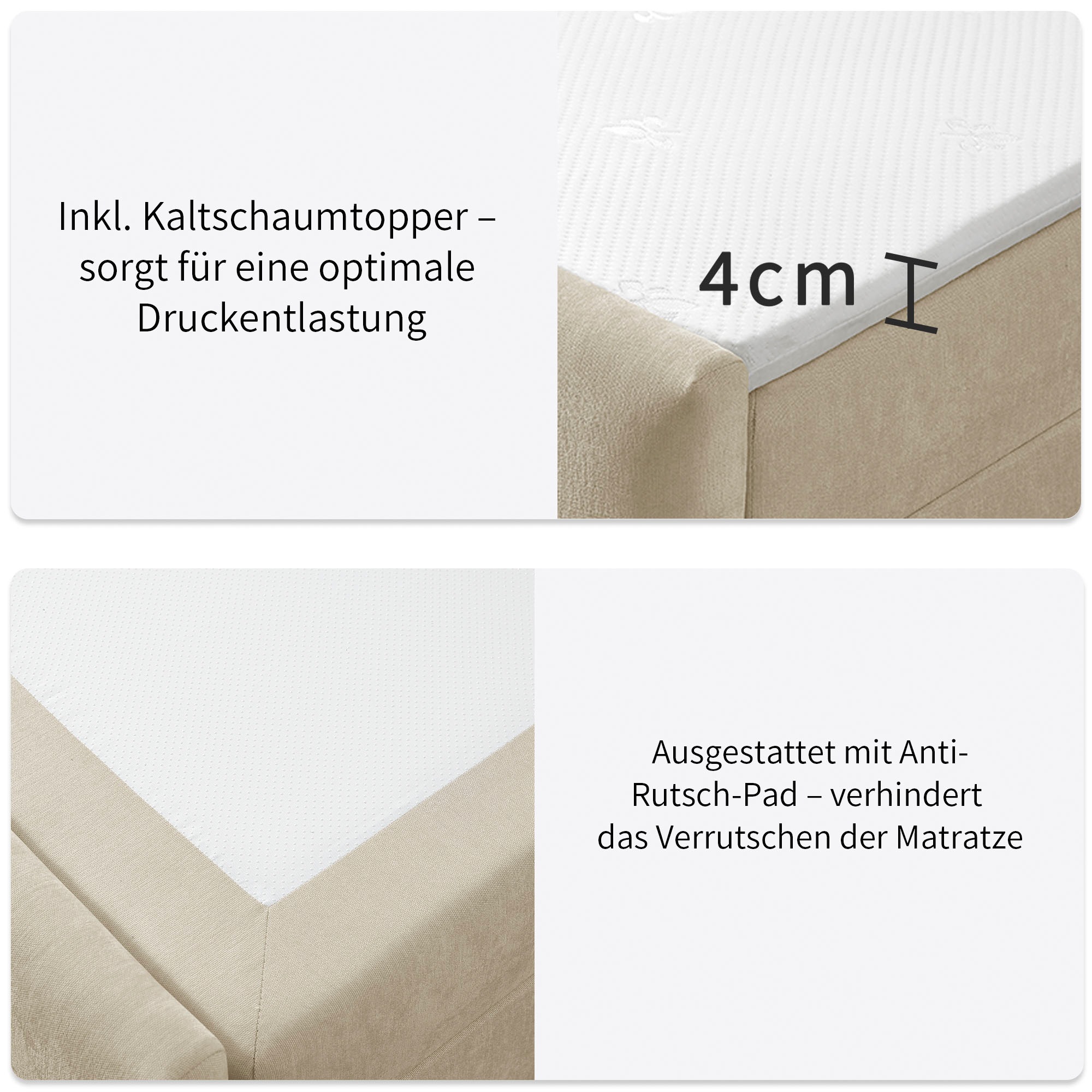 OTTO home Boxbett »Lilienne inkl. Bettkasten und Topper, Liegefläche 180x200cm« erhältlich in der Größe 180x200 cm