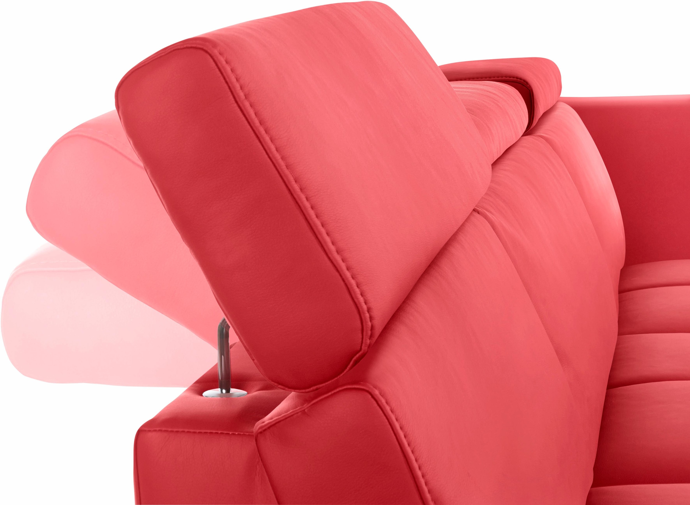 DOMO collection Ecksofa »Ava, moderne Sitzheftung mit toller Doppelnaht, komfortabel, L-Form«, mit Ottomane, inkl. Federkern, wahlweise mit Kopfteilverstellungen