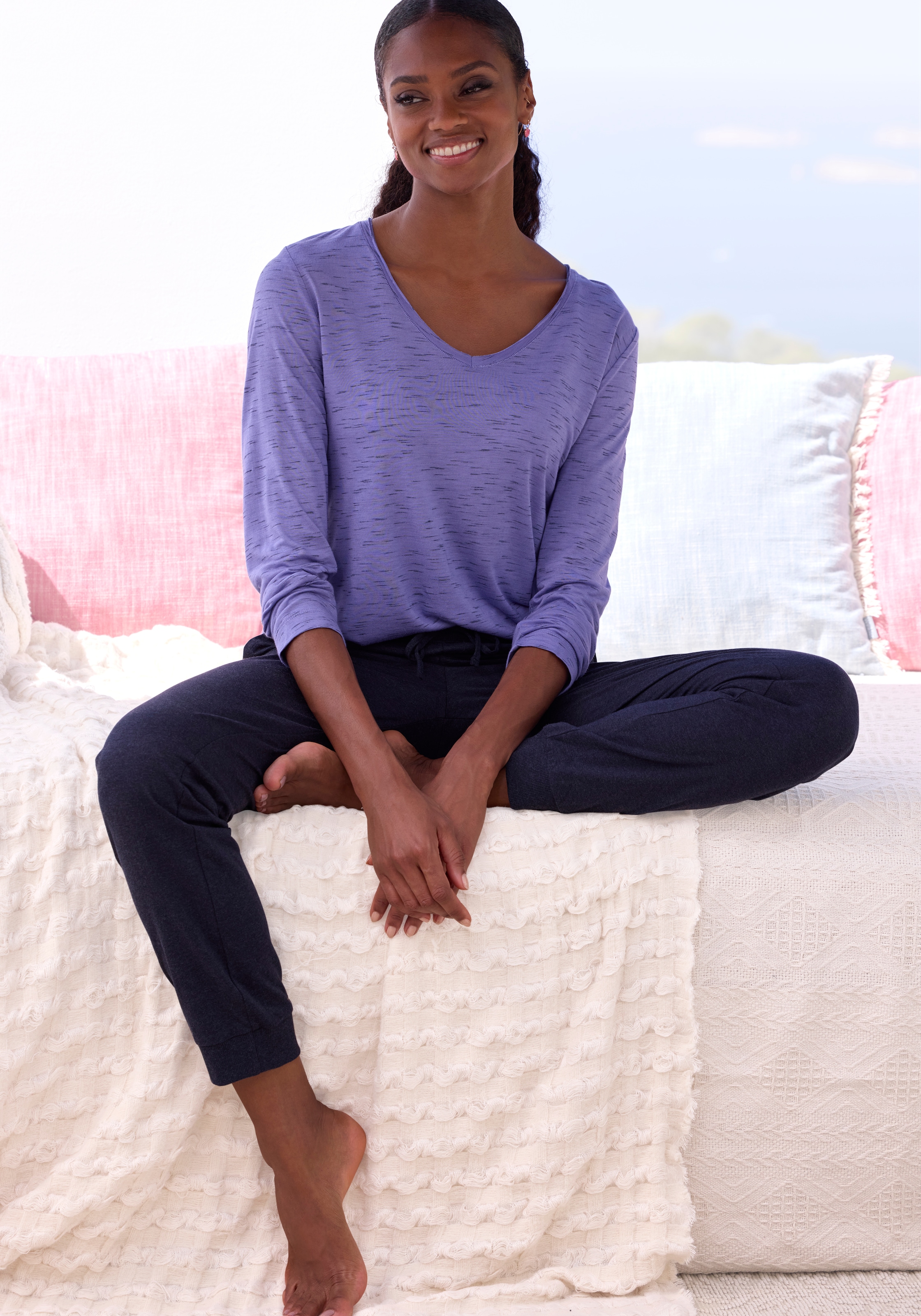 Vivance Dreams Pyjama 2 Stk. tlg., mit schönem Melangeeffekt günstig online kaufen