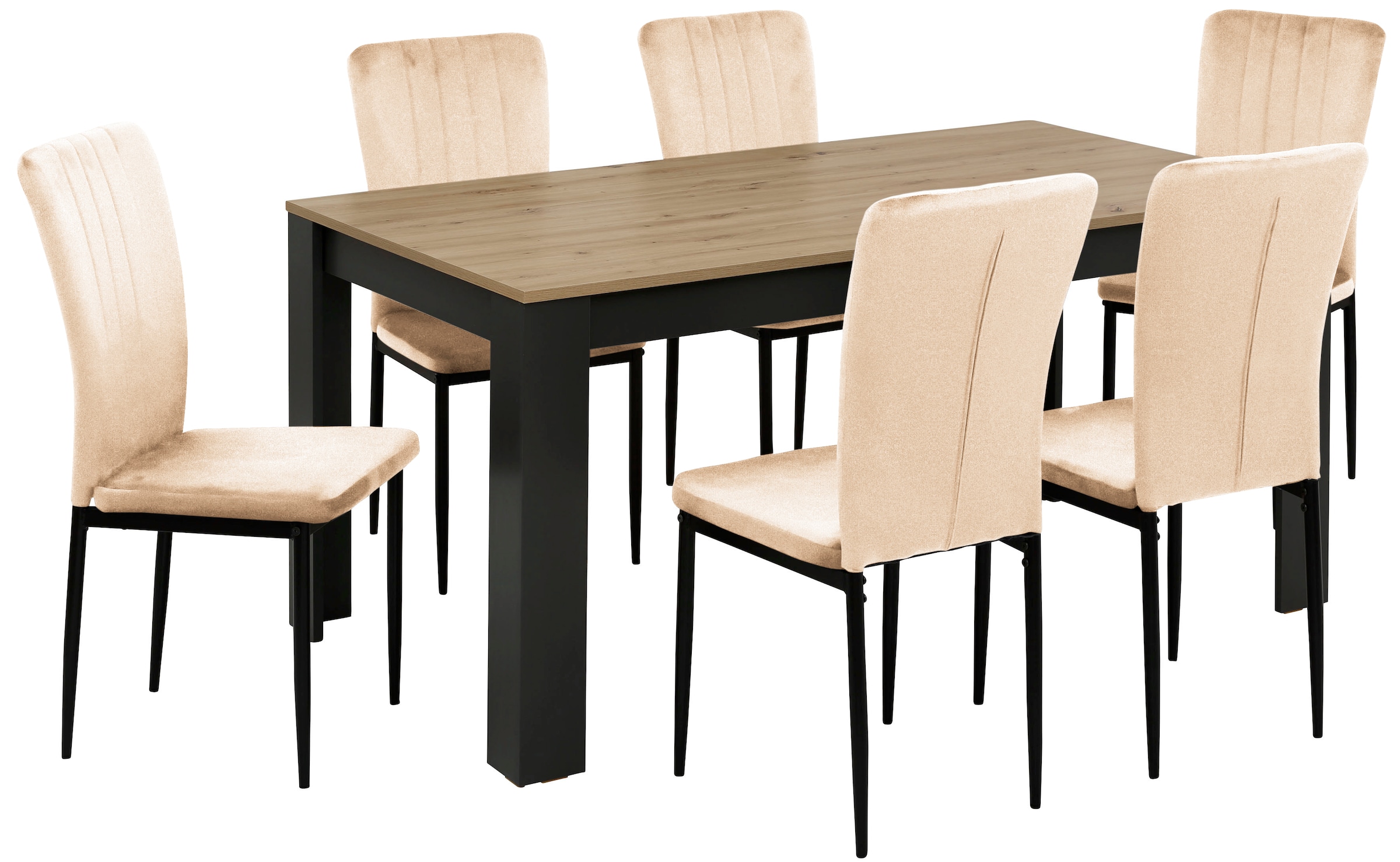 Home affaire Essgruppe »Bergamo Tisch Stühle Speisezimmer Bestseller«, (Set, 7 tlg.), moderne 7-tlg Tischgruppe, Unser Bestpreis