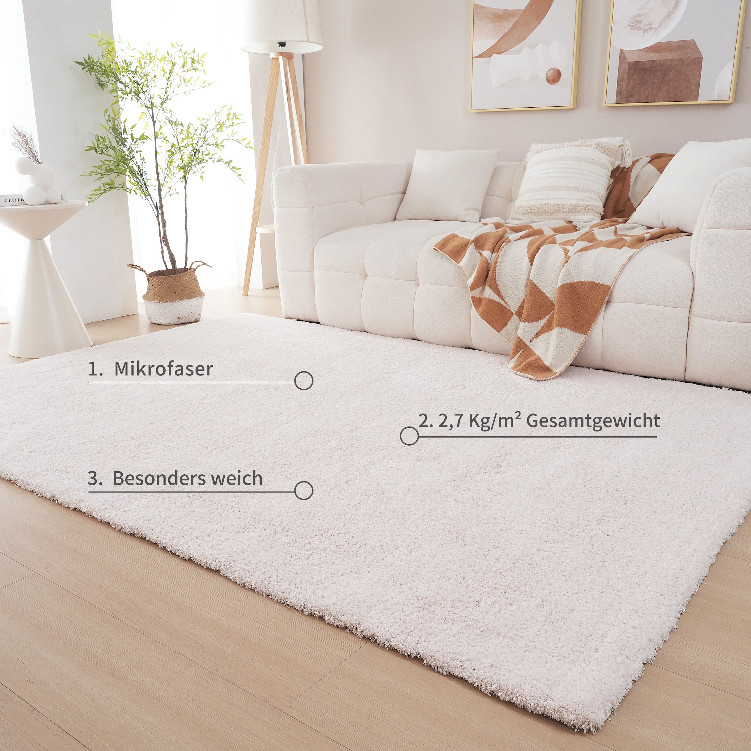 my home Hochflor-Teppich »Microfaser Teppich Magong, besonders weich, sehr feiner Flor«, rechteckig, 25 mm Höhe, uni, Wohnzimmer, Schlafzimmer, Kinderzimmer, auch rund und als Läufer