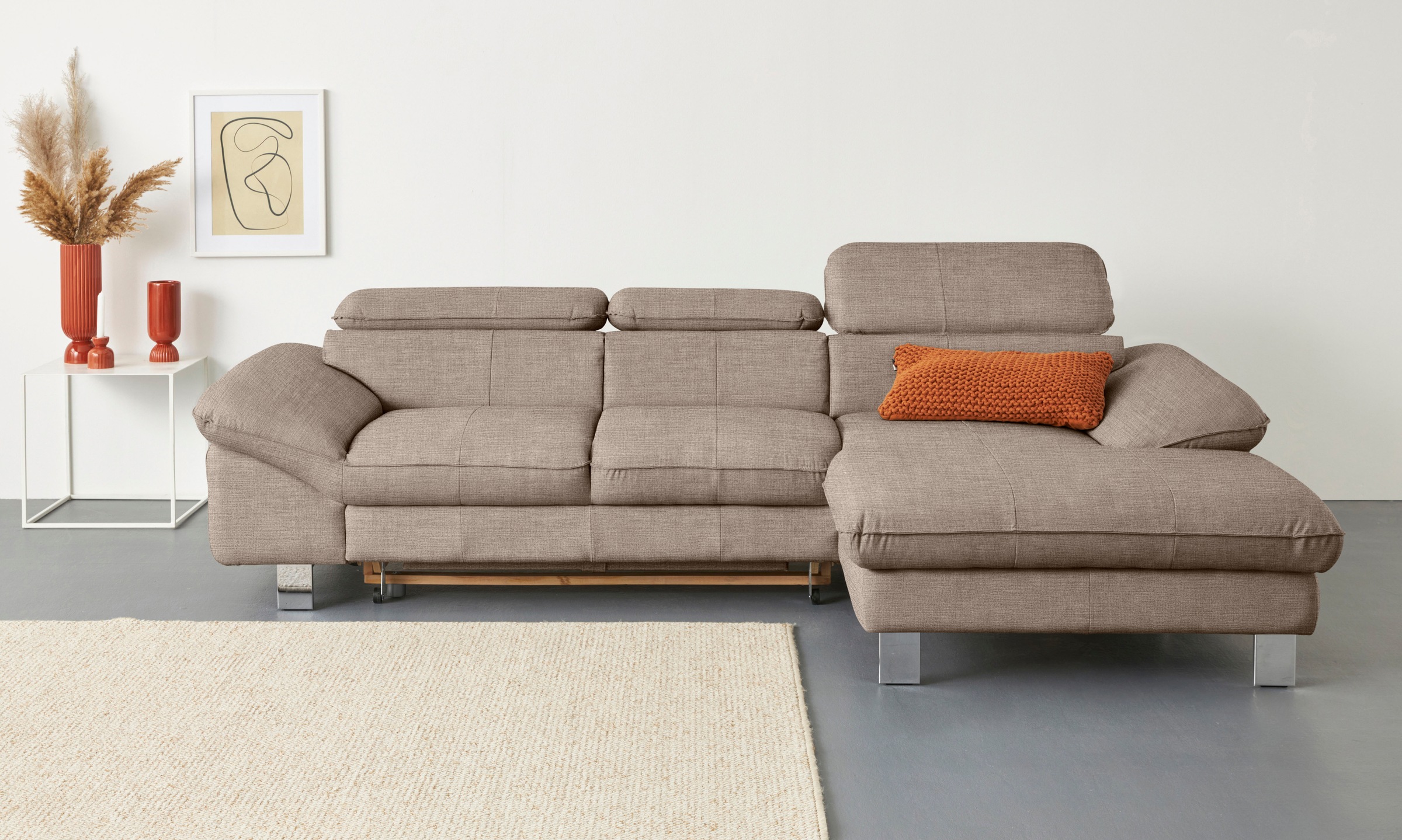 COTTA Ecksofa "Driver L-Form, B:268 cm, moderne Couch mit Wellenunterfederung" Kopfteilverstellung, optional Schlaffunktion & Bettkasten