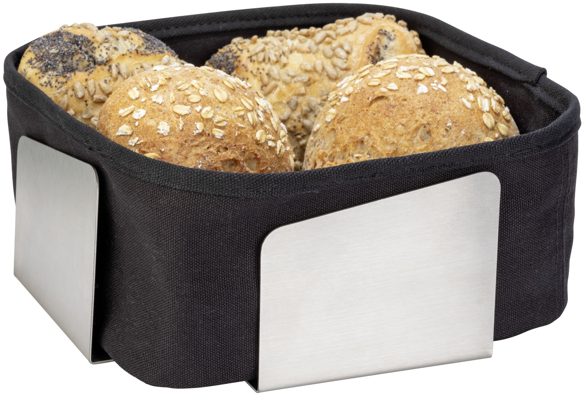 SCHÖNER WOHNEN-Kollektion Brotkorb "FLAVIO" Brötchenkorb mit Gestell aus Edelstahl und Baumwolleinsatz