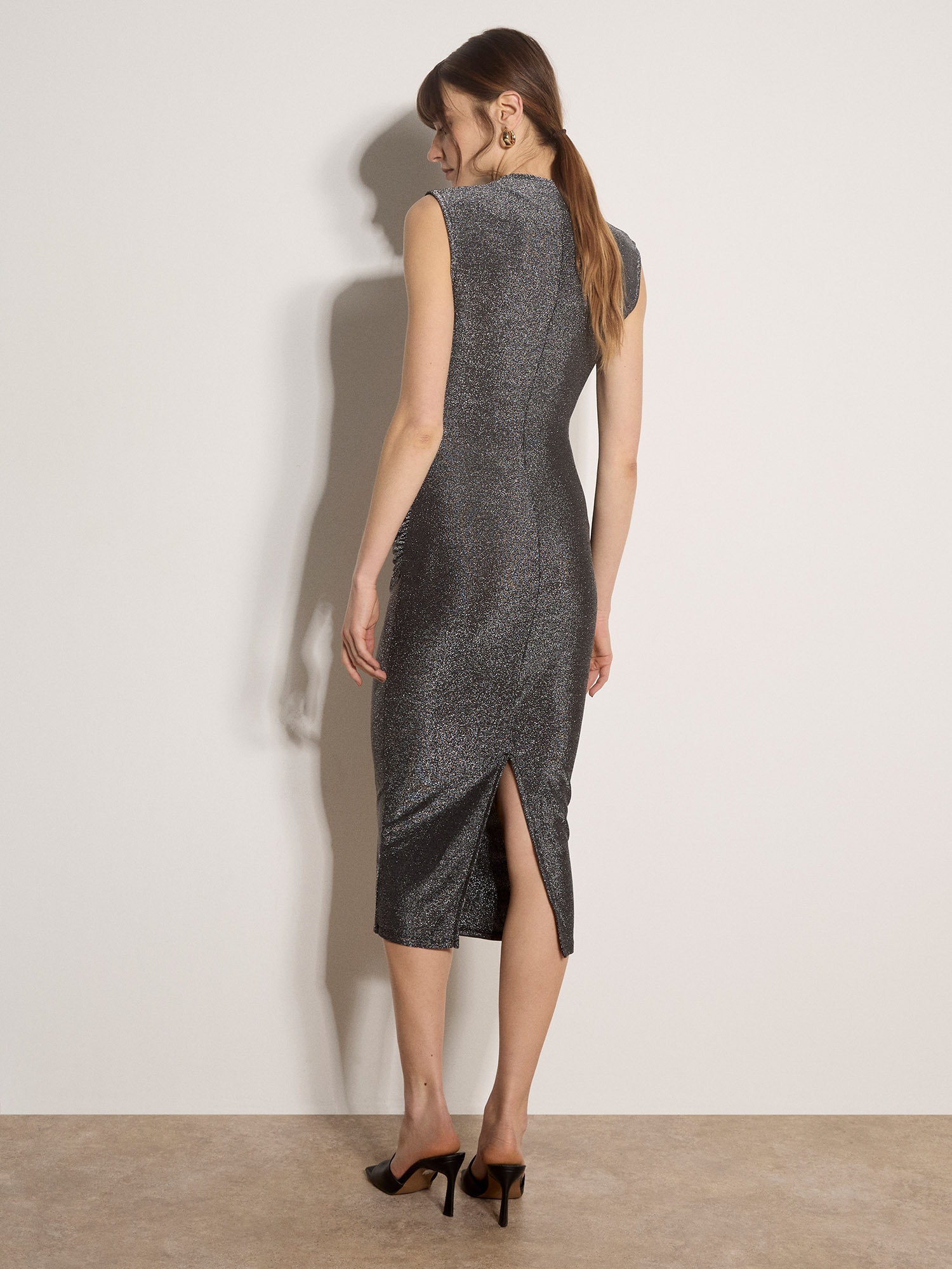 Apricot Partykleid »Midaxi-Kleid mit Rüschen« Ohne Taschen mit Glitzer