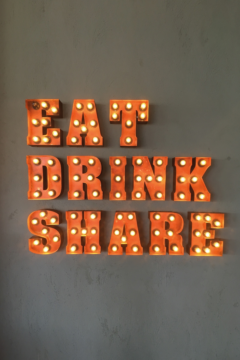 Metallbild »EAT DRINK SHARE«, Buchstaben, Blechschilder