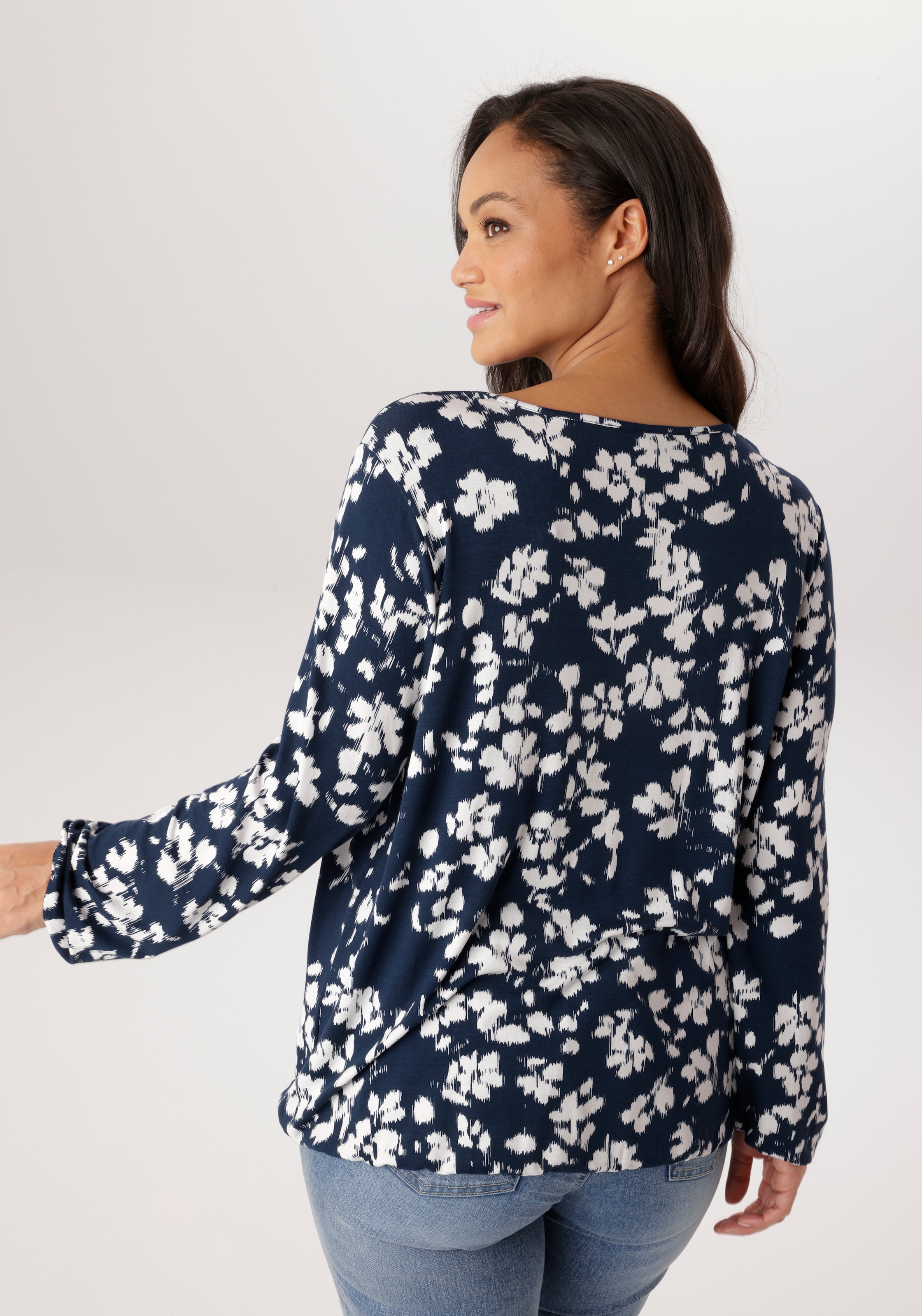 Aniston PLUS Langarmshirt aus weich fließender Viskose - NEUE KOLLEKTION