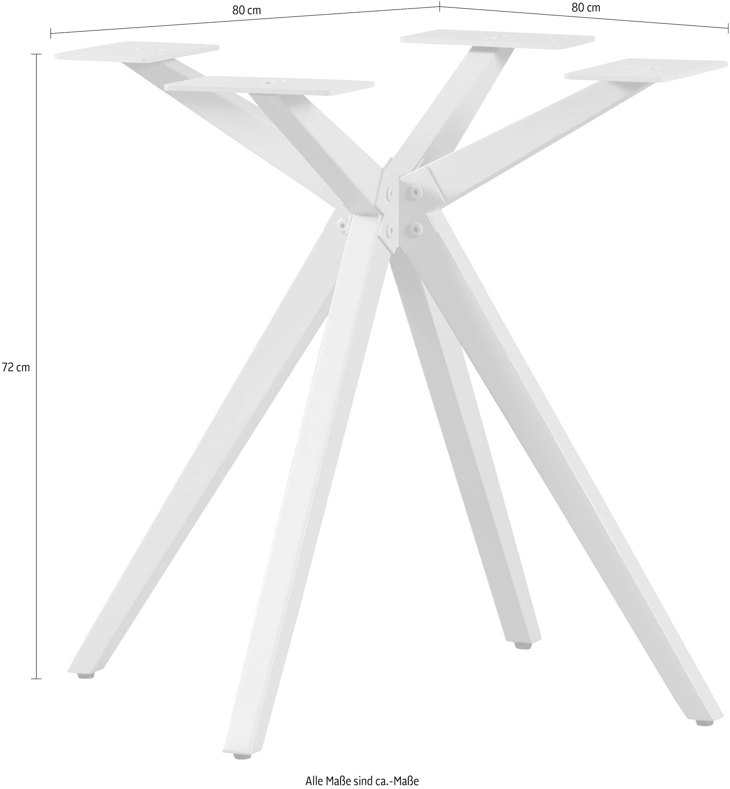 WOOOD Tischbein »Tablo Holland aus Metall mit Pulverbeschichtung Ø 80 x H 72 cm« Kreuzgestell Ø 3,5 cm, Tragkraft 120 kg, einfach zu montieren