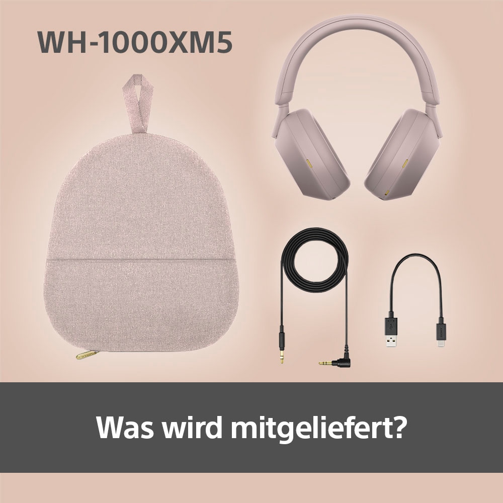 Sony Bluetooth-Kopfhörer »WH1000XM5 kabellos«, A2DP Bluetooth-AVRCP Bluetooth-HFP-HSP-Bluetooth, Multi-Point-Verbindung-Sprachsteuerung-Rauschunterdrückung-Noise-Cancelling-Freisprechfunktion-Hi-Res