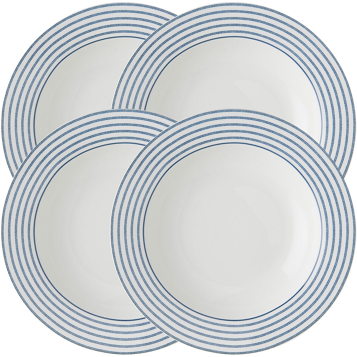 LAURA ASHLEY BLUEPRINT COLLECTABLES Suppenteller »Candy Stripe«, (Set, 4 St., 4 Teller), Porzellan, tief, 22 cm